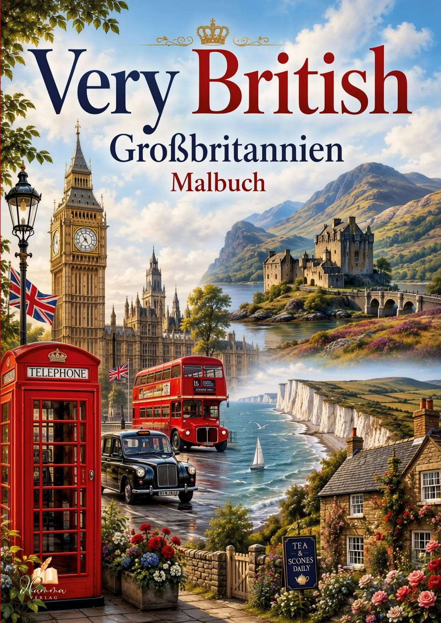 Cover: 9783986573195 | Very British - Großbritannien Malbuch für Erwachsene mit 70 schönen...