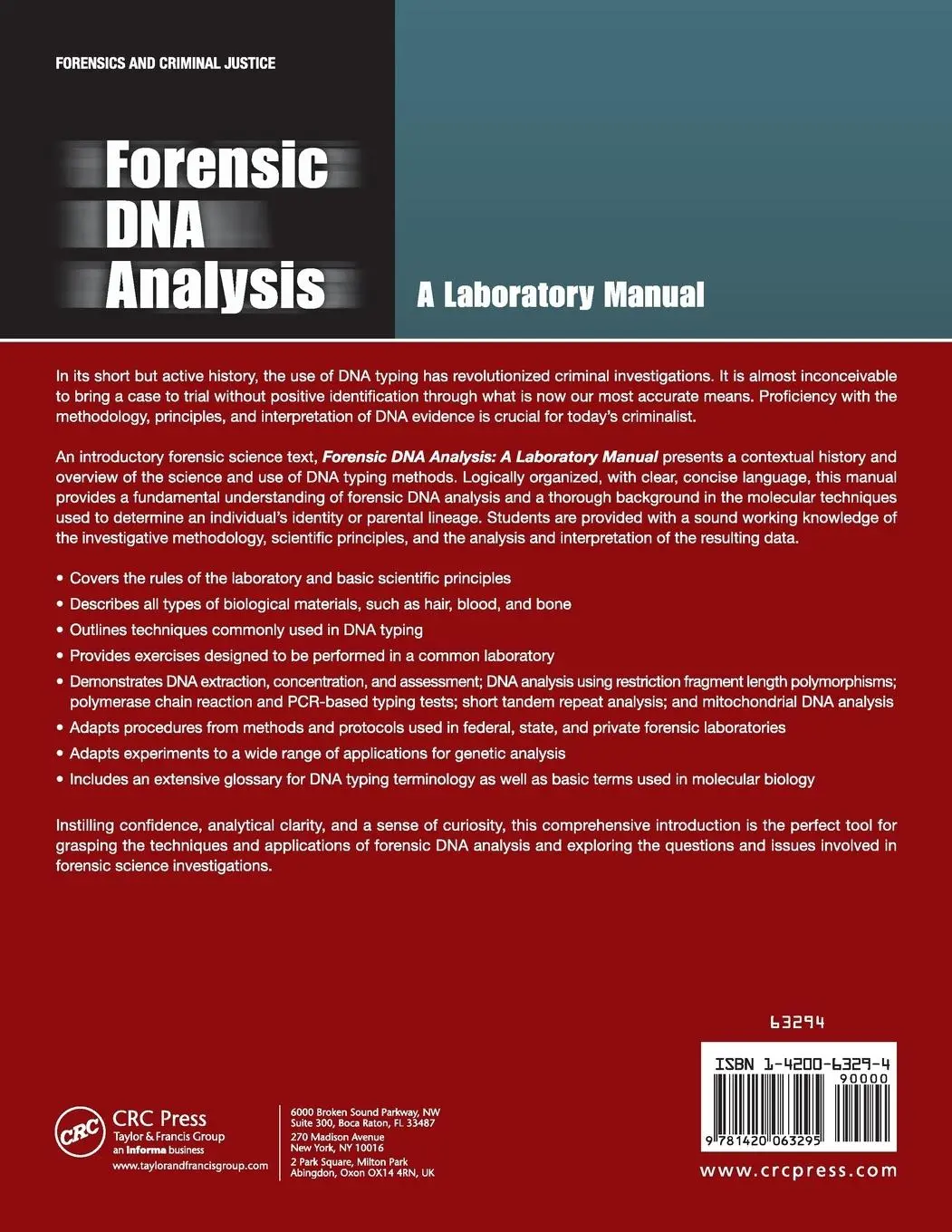 Rückseite: 9781420063295 | Forensic DNA Analysis | A Laboratory Manual | J. Thomas McClintock