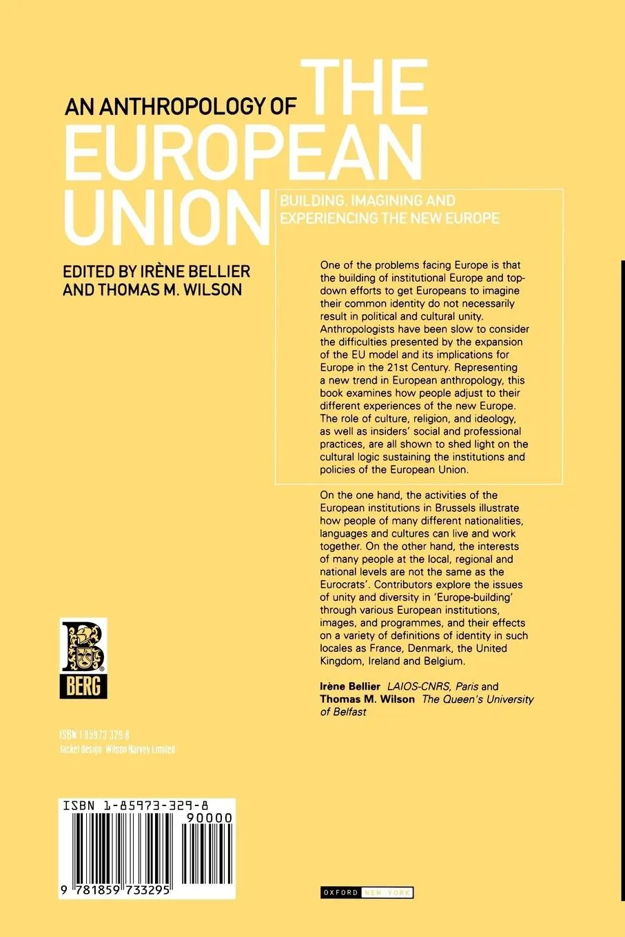 Rückseite: 9781859733295 | An Anthropology of the European Union | Irène Bellier (u. a.) | Buch