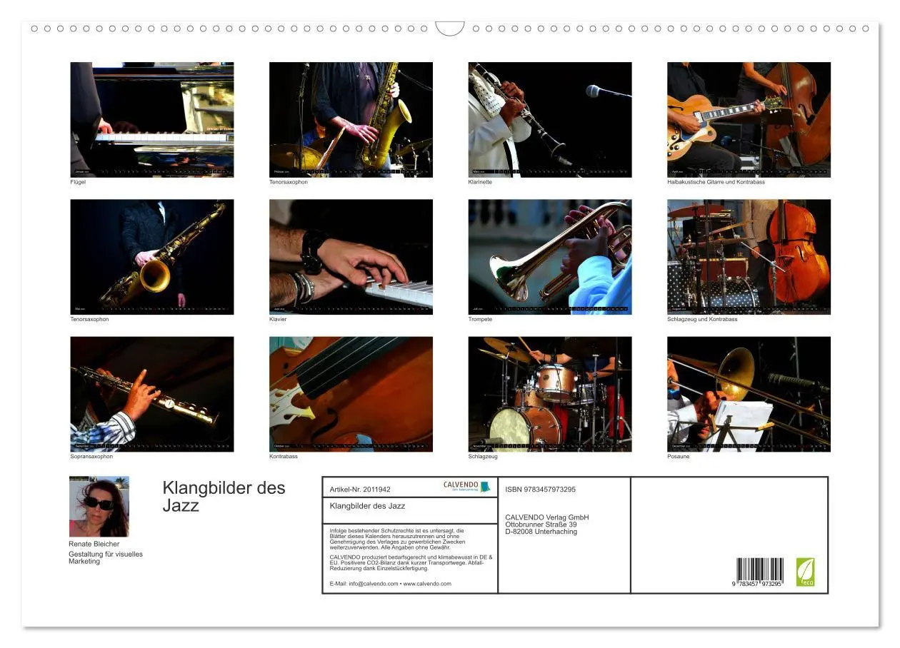 Bild: 9783457973295 | Klangbilder des Jazz (Wandkalender 2026 DIN A2 quer), CALVENDO...