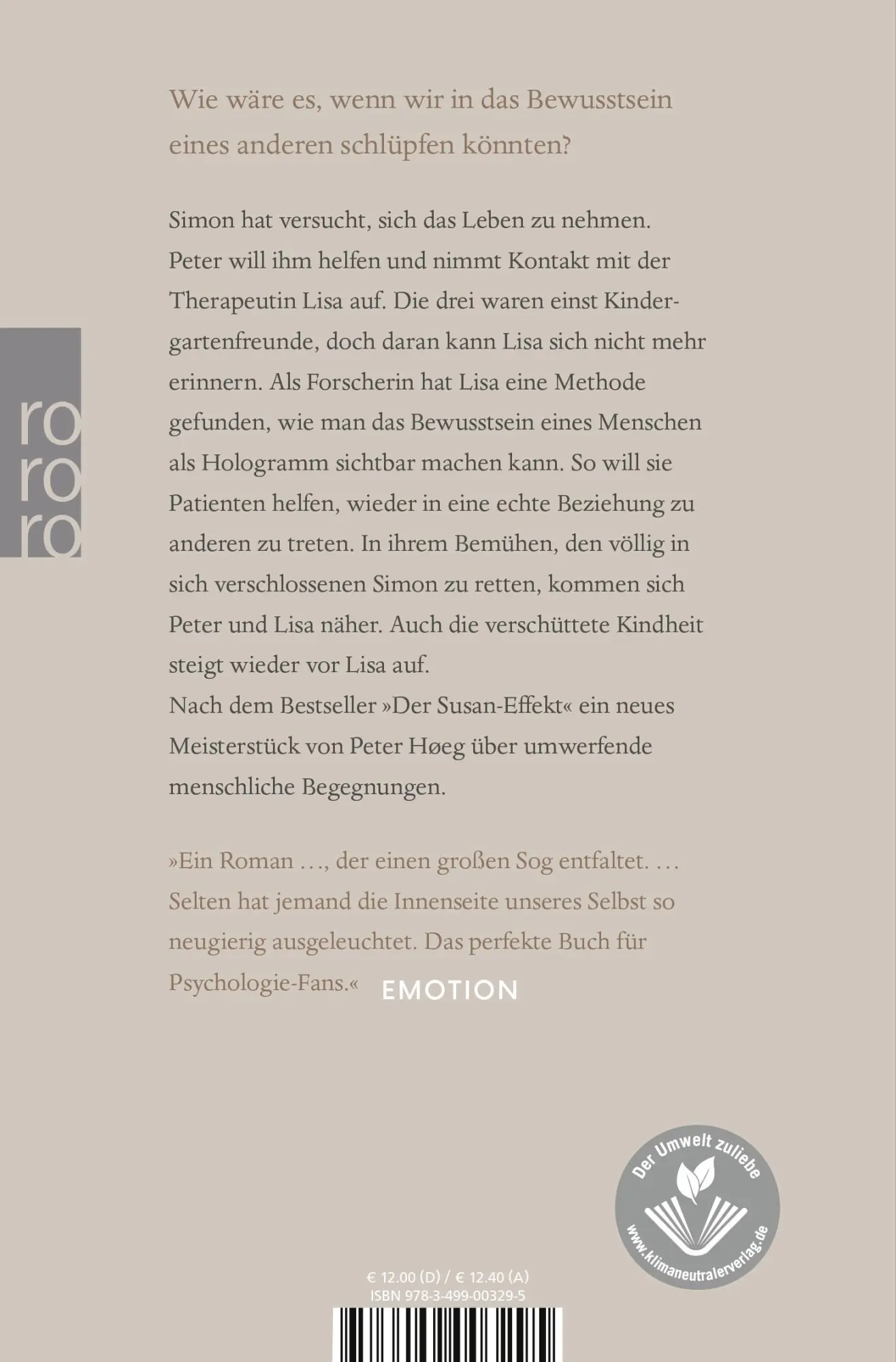 Rückseite: 9783499003295 | Durch deine Augen | Peter Høeg | Taschenbuch | 336 S. | Deutsch | 2020