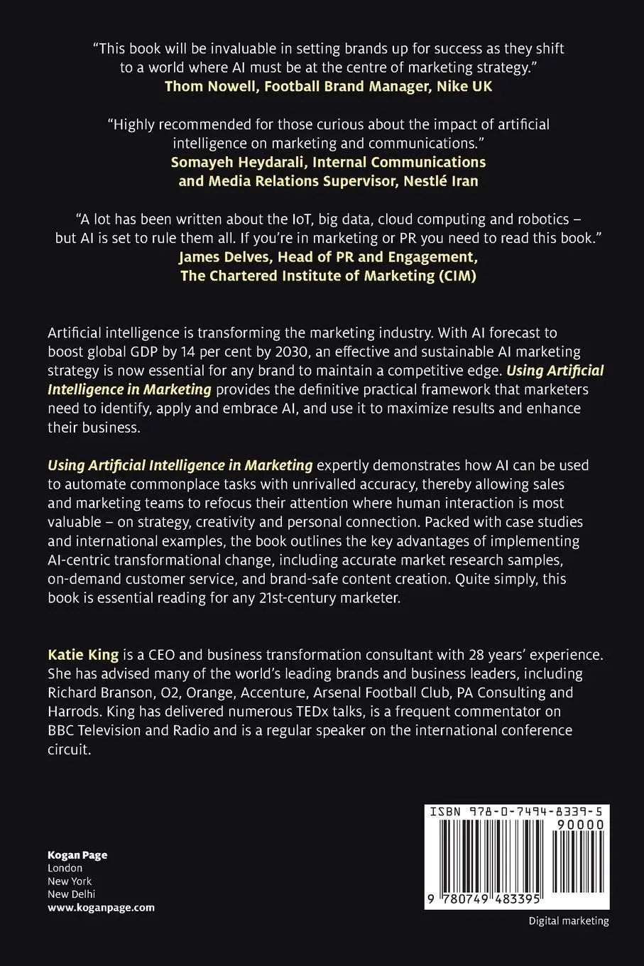 Rückseite: 9780749483395 | Using Artificial Intelligence in Marketing | Katie King | Taschenbuch