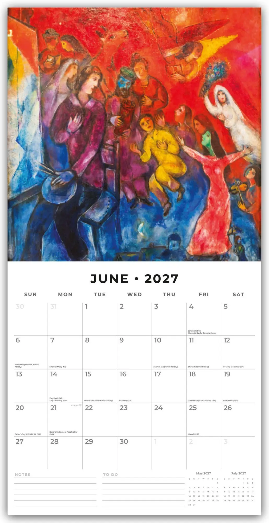Bild: 9781837013395 | Marc Chagall 2027 - 16-Monatskalender | Robin Red | Kalender | 28 S.