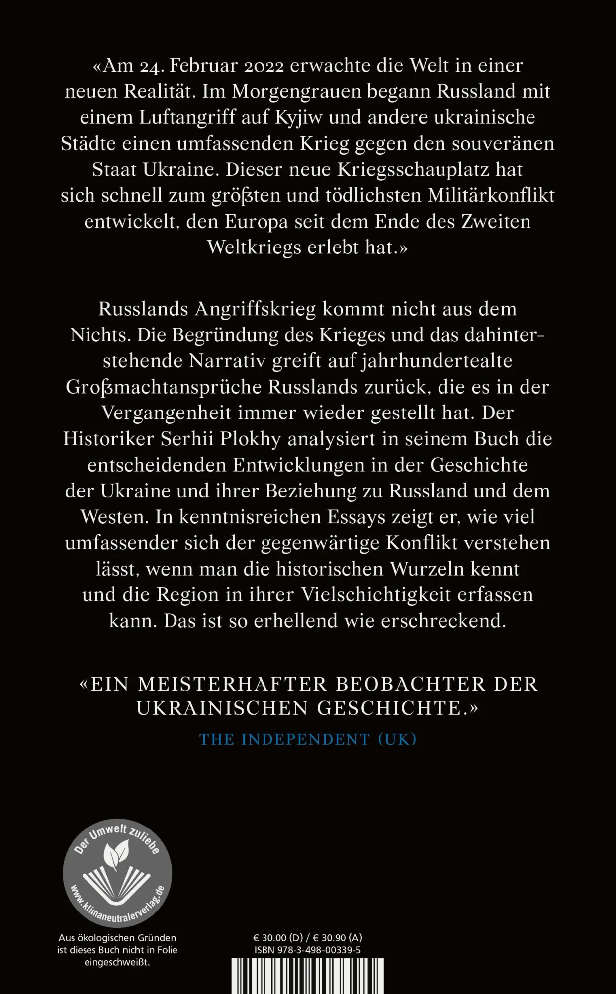Rückseite: 9783498003395 | Die Frontlinie | Serhii Plokhy | Buch | 544 S. | Deutsch | 2022