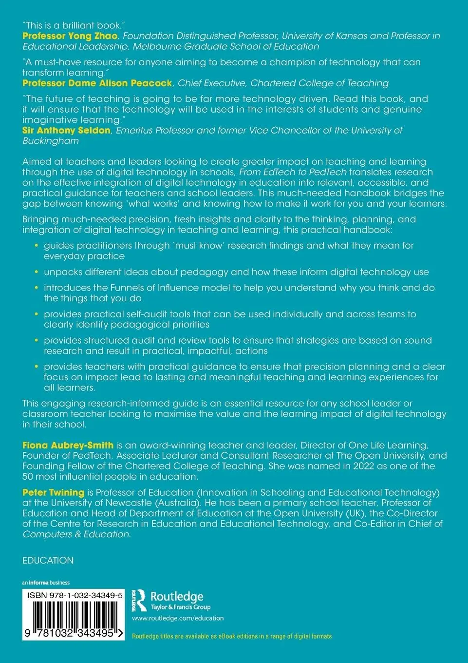 Rückseite: 9781032343495 | From EdTech to PedTech | Fiona Aubrey-Smith (u. a.) | Taschenbuch