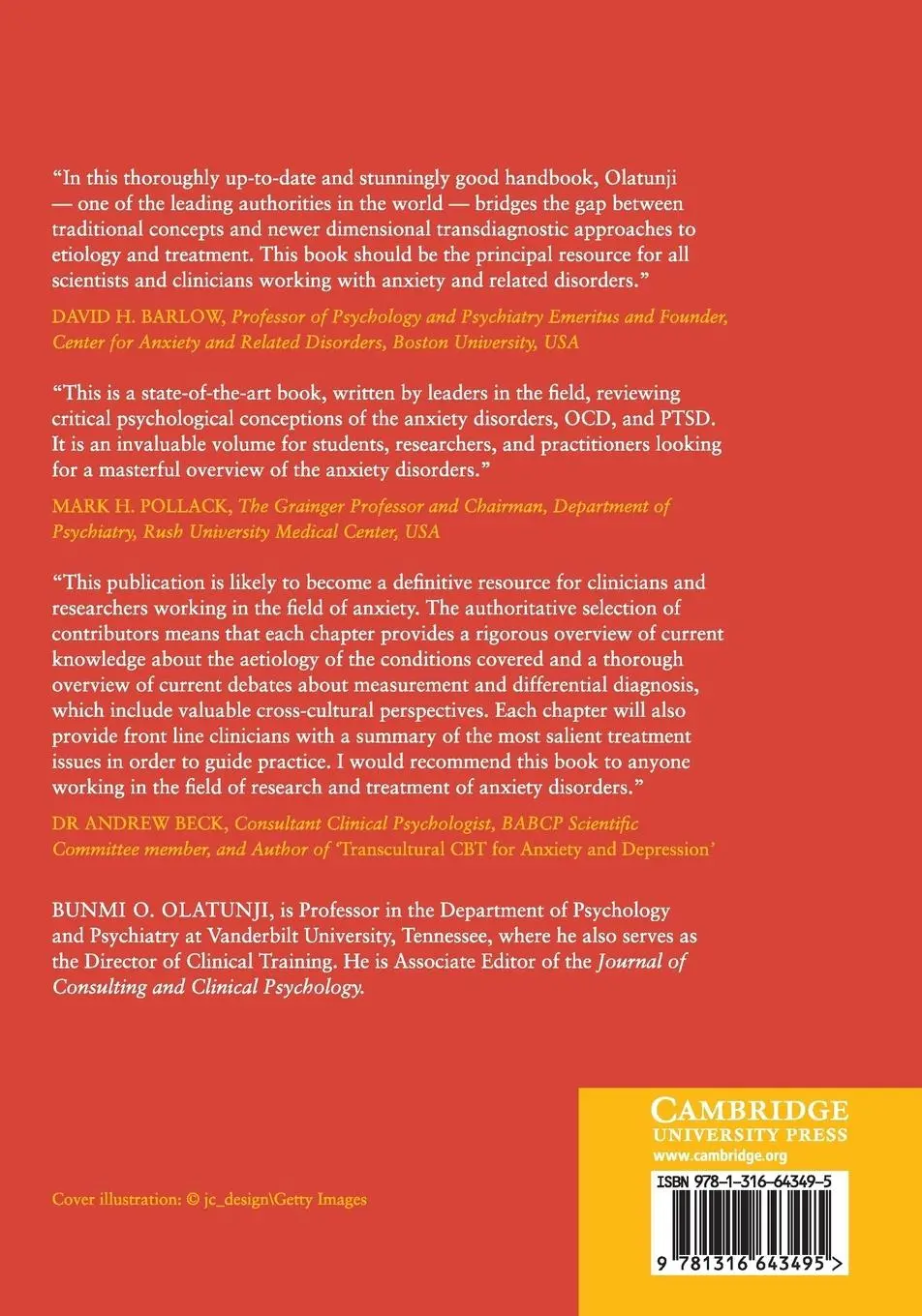 Rückseite: 9781316643495 | The Cambridge Handbook of Anxiety and Related Disorders | Olatunji