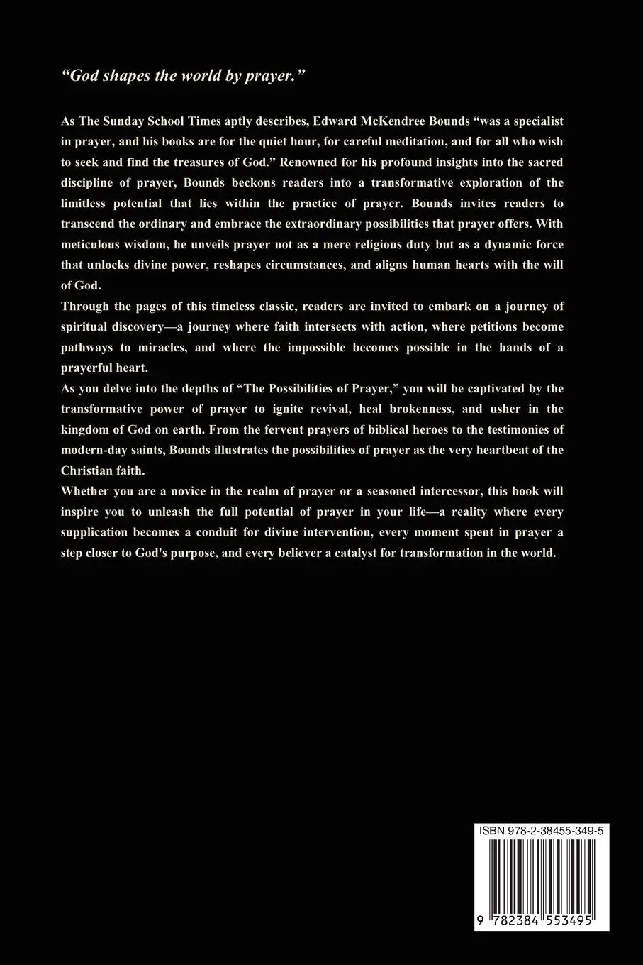 Rückseite: 9782384553495 | The Possibilities of Prayer | Edward Mckendree Bounds | Taschenbuch