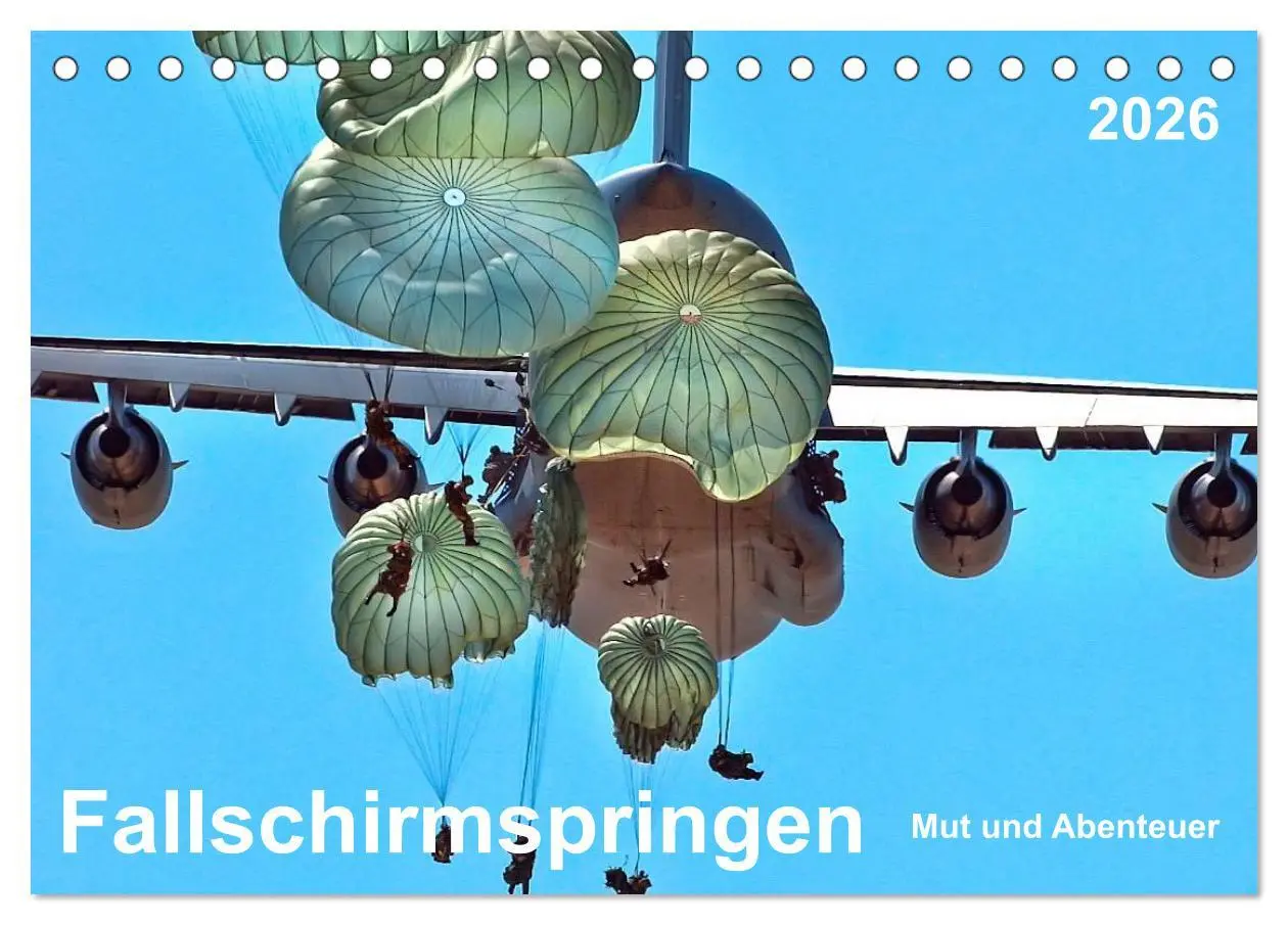 Cover: 9783516043495 | Fallschirmspringen - Mut und Abenteuer (Tischkalender 2026 DIN A5...