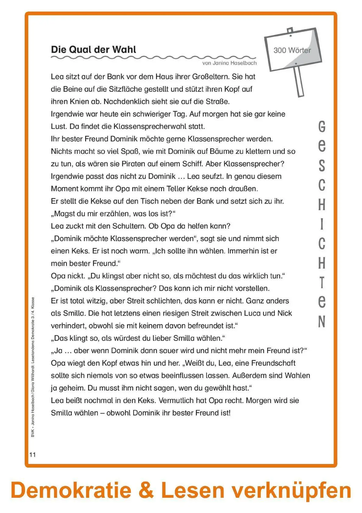 Bild: 9783965203495 | Lesetandems Demokratie 3./4. Klasse | Geschichten und Sachtexte | 2025