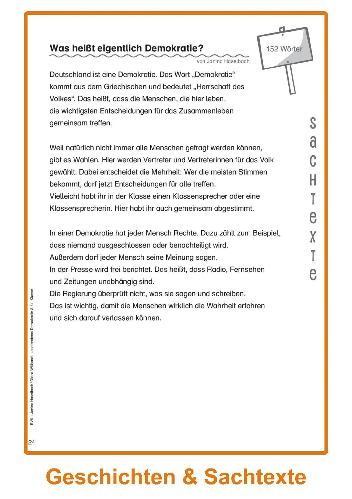 Bild: 9783965203495 | Lesetandems Demokratie 3./4. Klasse | Geschichten und Sachtexte | 2025