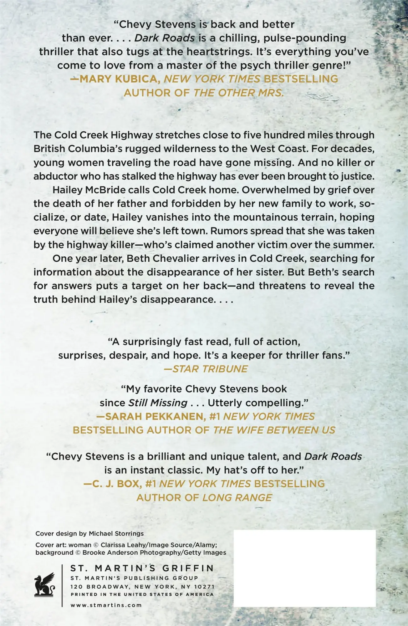 Rückseite: 9781250133595 | Dark Roads | Chevy Stevens | Taschenbuch | St. Martin's Griffin | 2022