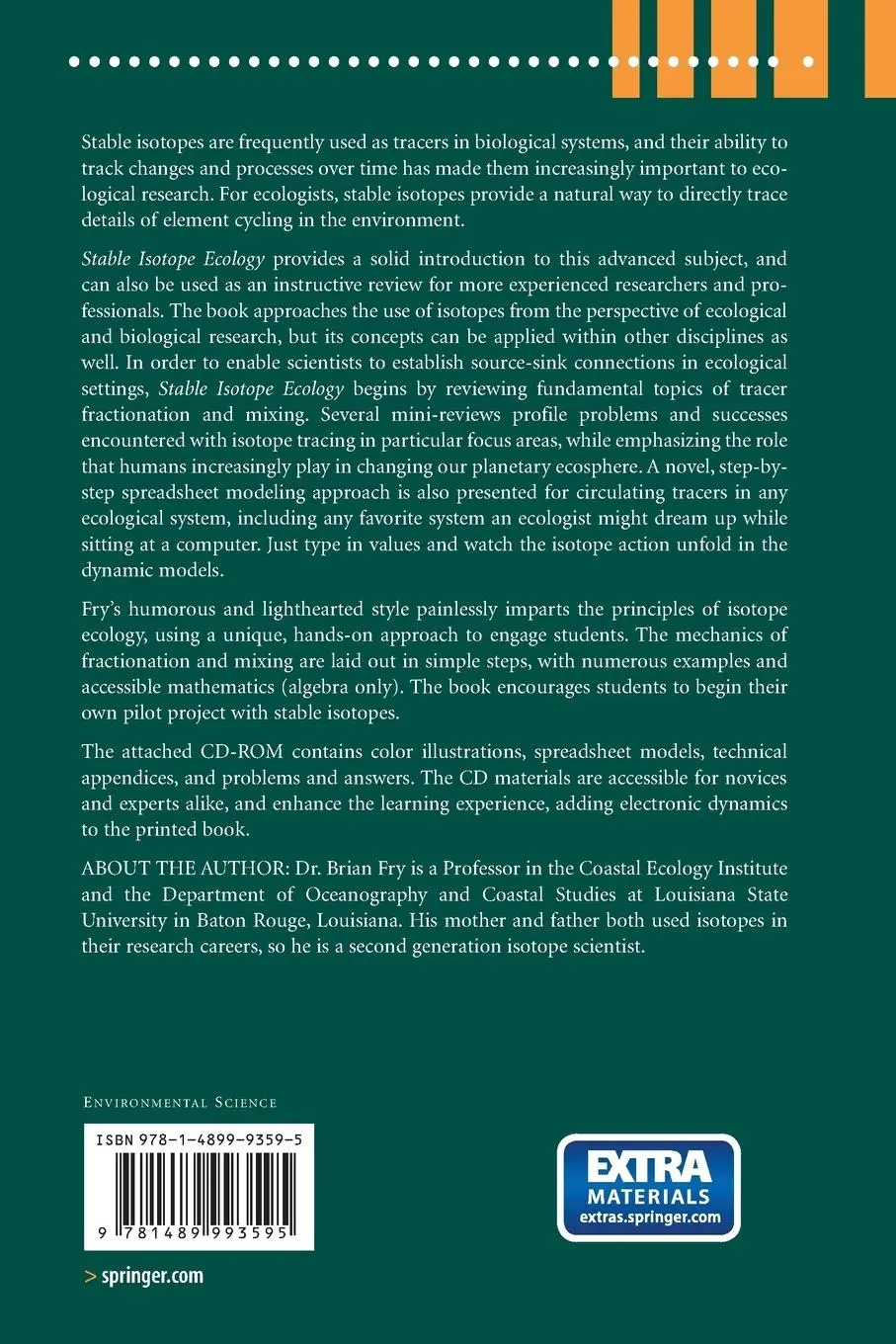 Rückseite: 9781489993595 | Stable Isotope Ecology | Brian Fry | Taschenbuch | xii | Englisch