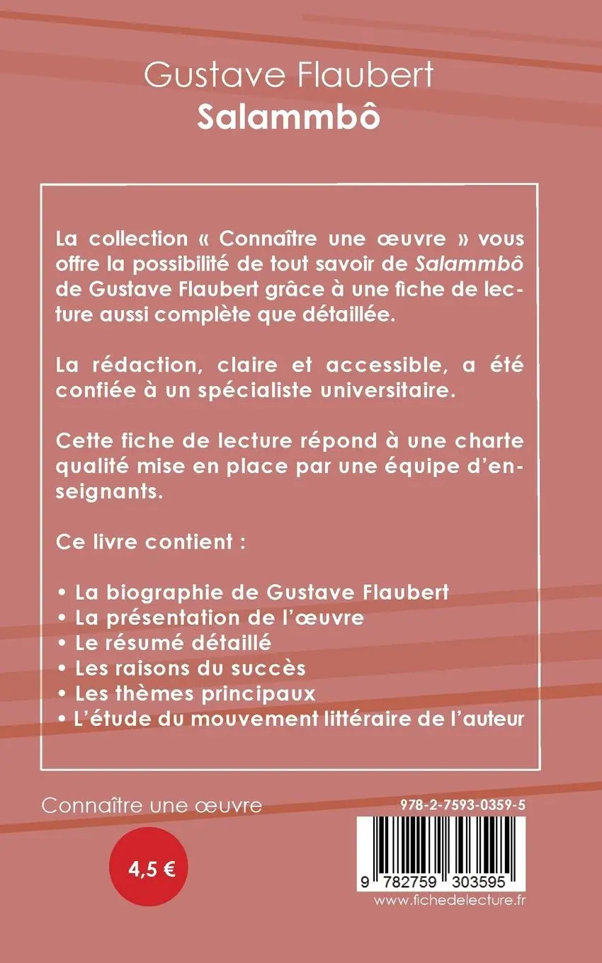 Rückseite: 9782759303595 | Fiche de lecture Salammbô de Flaubert (Analyse littéraire de...