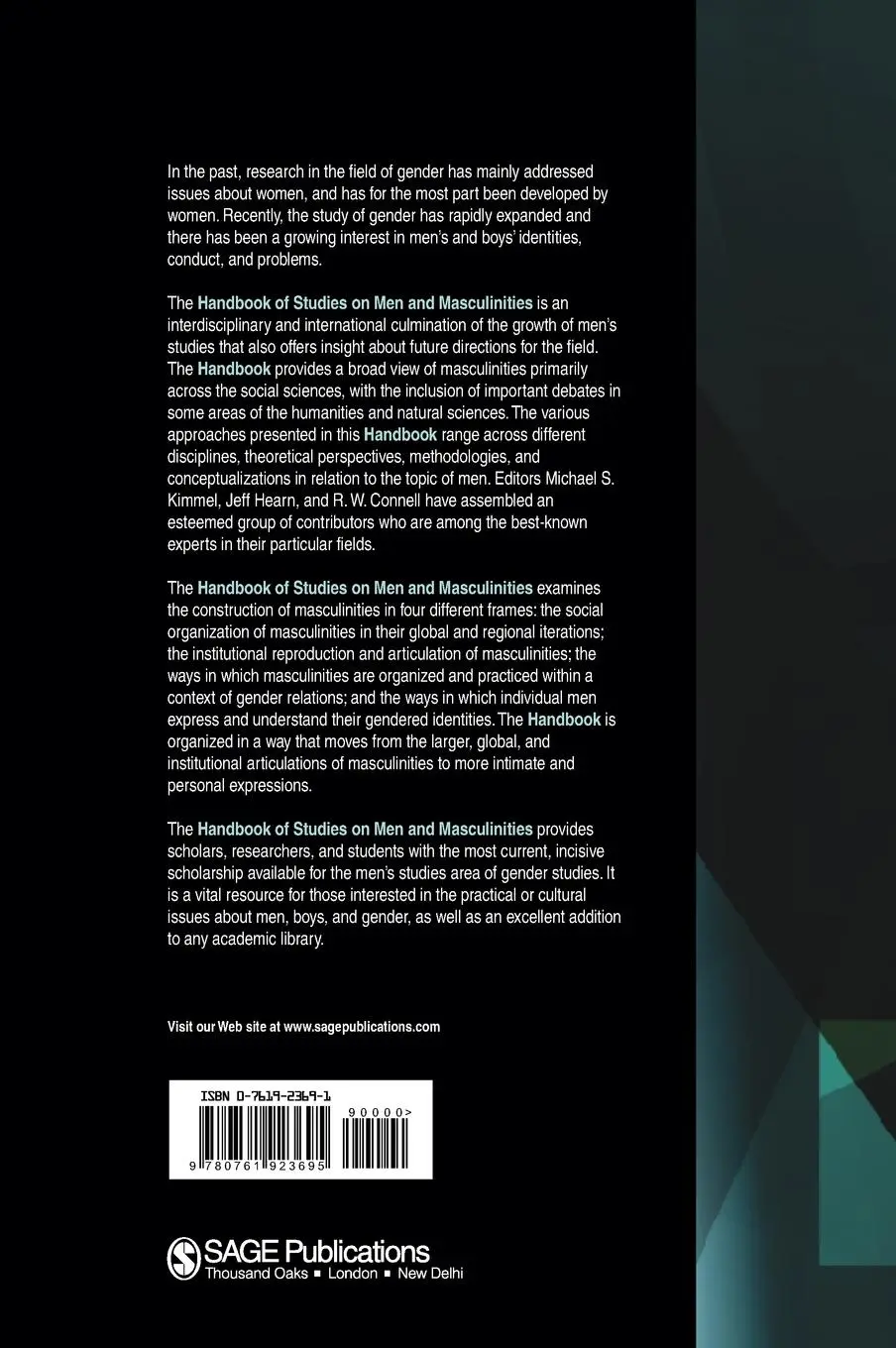 Rückseite: 9780761923695 | Handbook of Studies on Men and Masculinities | Kimmel (u. a.) | Buch