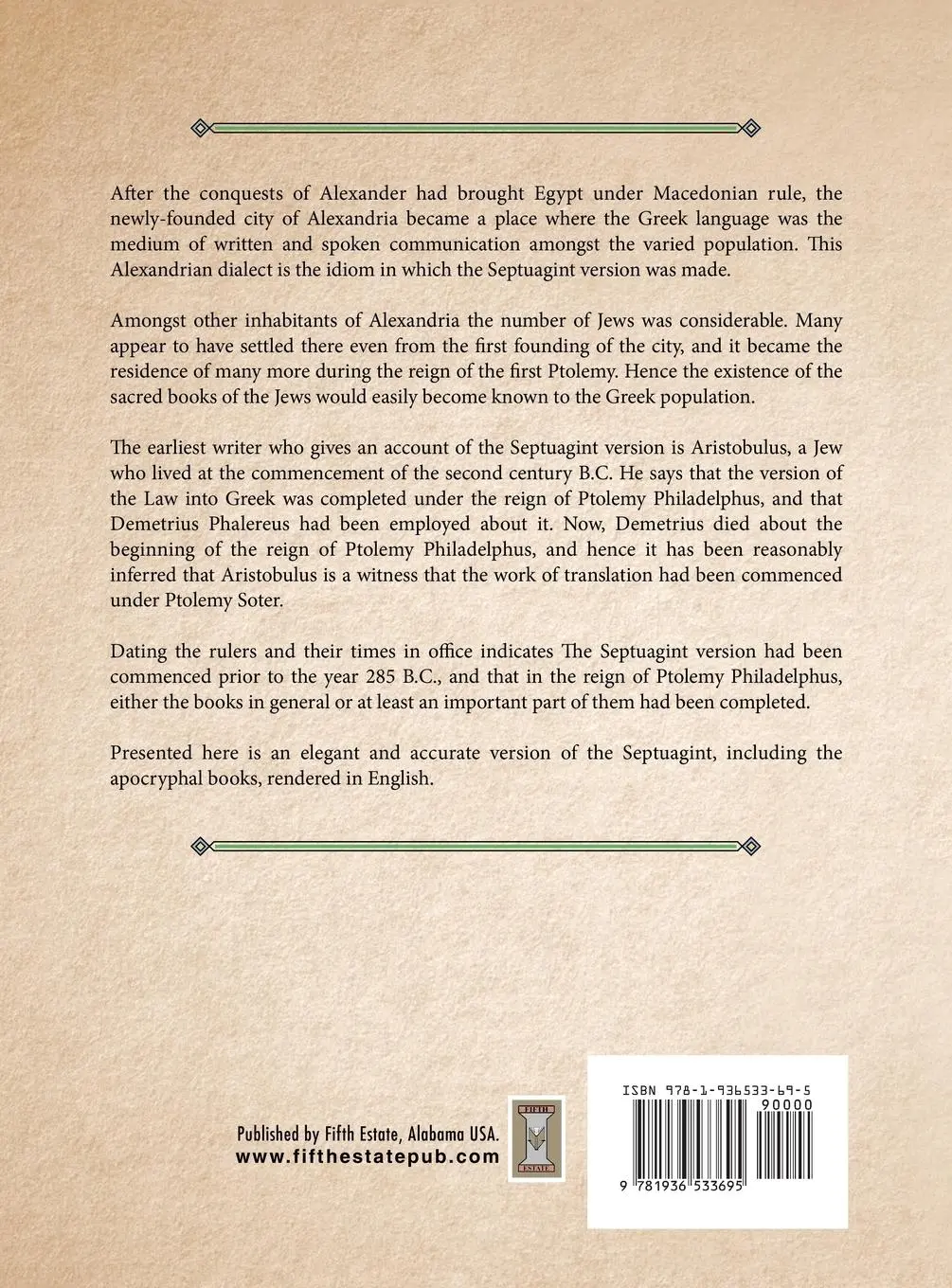 Rückseite: 9781936533695 | THE SEPTUAGINT WITH APOCRYPHA IN ENGLISH | Buch | Englisch | 2015