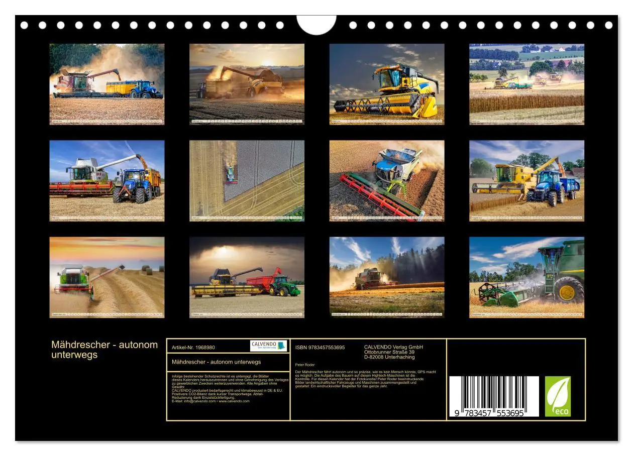 Bild: 9783457553695 | Mähdrescher - autonom unterwegs (Wandkalender 2026 DIN A4 quer),...