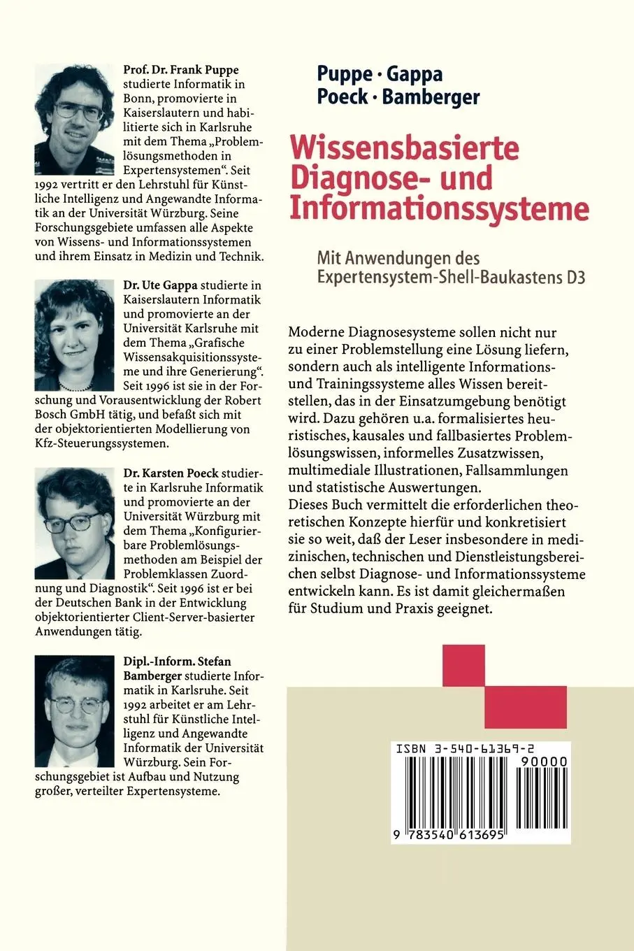 Rückseite: 9783540613695 | Wissensbasierte Diagnose- und Informationssysteme | Puppe (u. a.) | xi