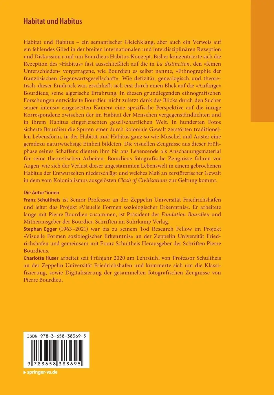 Rückseite: 9783658383695 | Habitat und Habitus | Pierre Bourdieus visuelle Soziologie | Buch