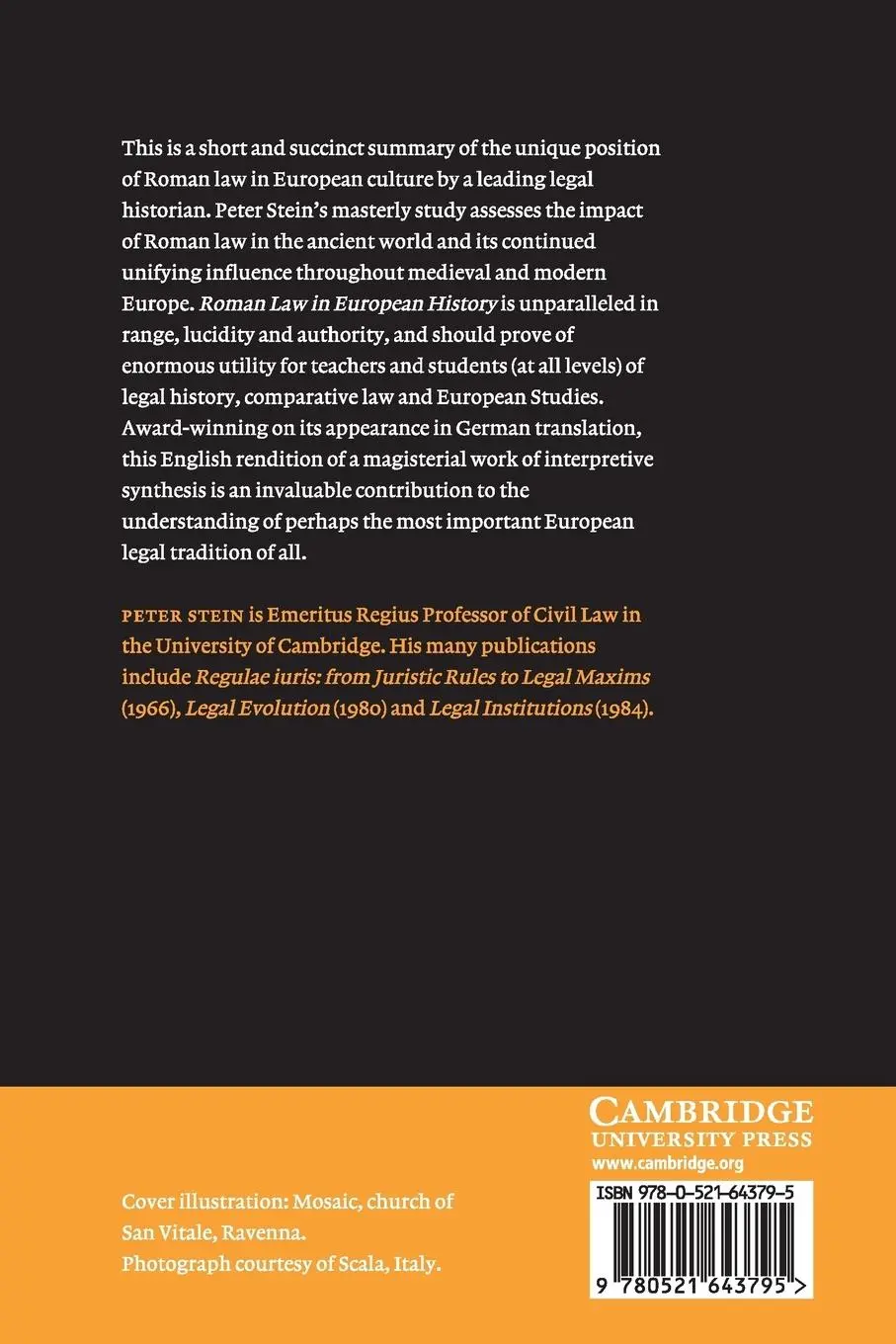 Rückseite: 9780521643795 | Roman Law in European History | Peter Stein | Taschenbuch | Englisch