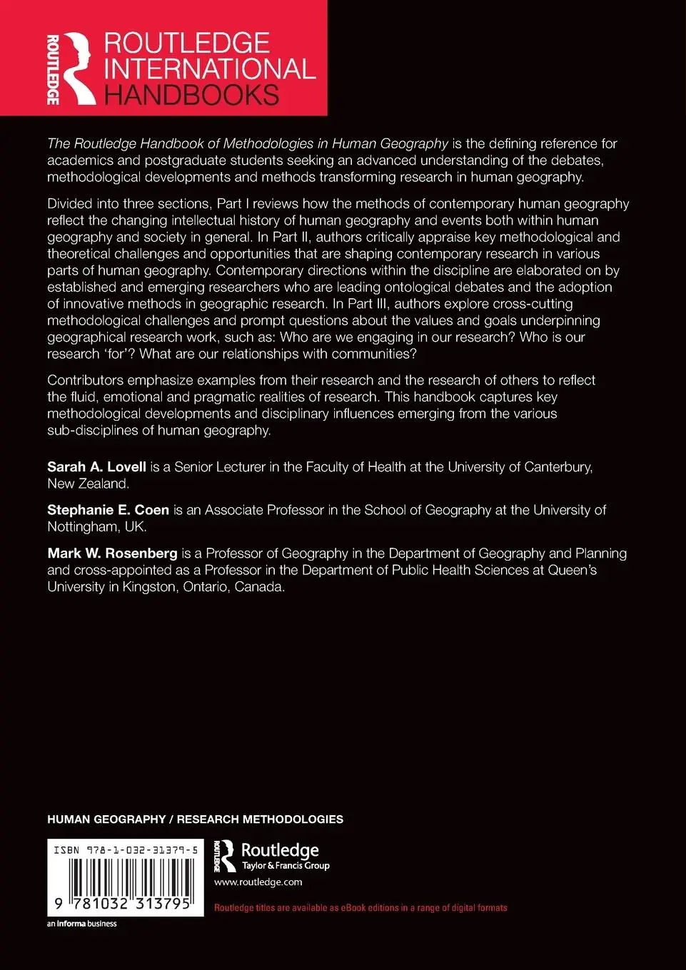 Rückseite: 9781032313795 | The Routledge Handbook of Methodologies in Human Geography | Buch
