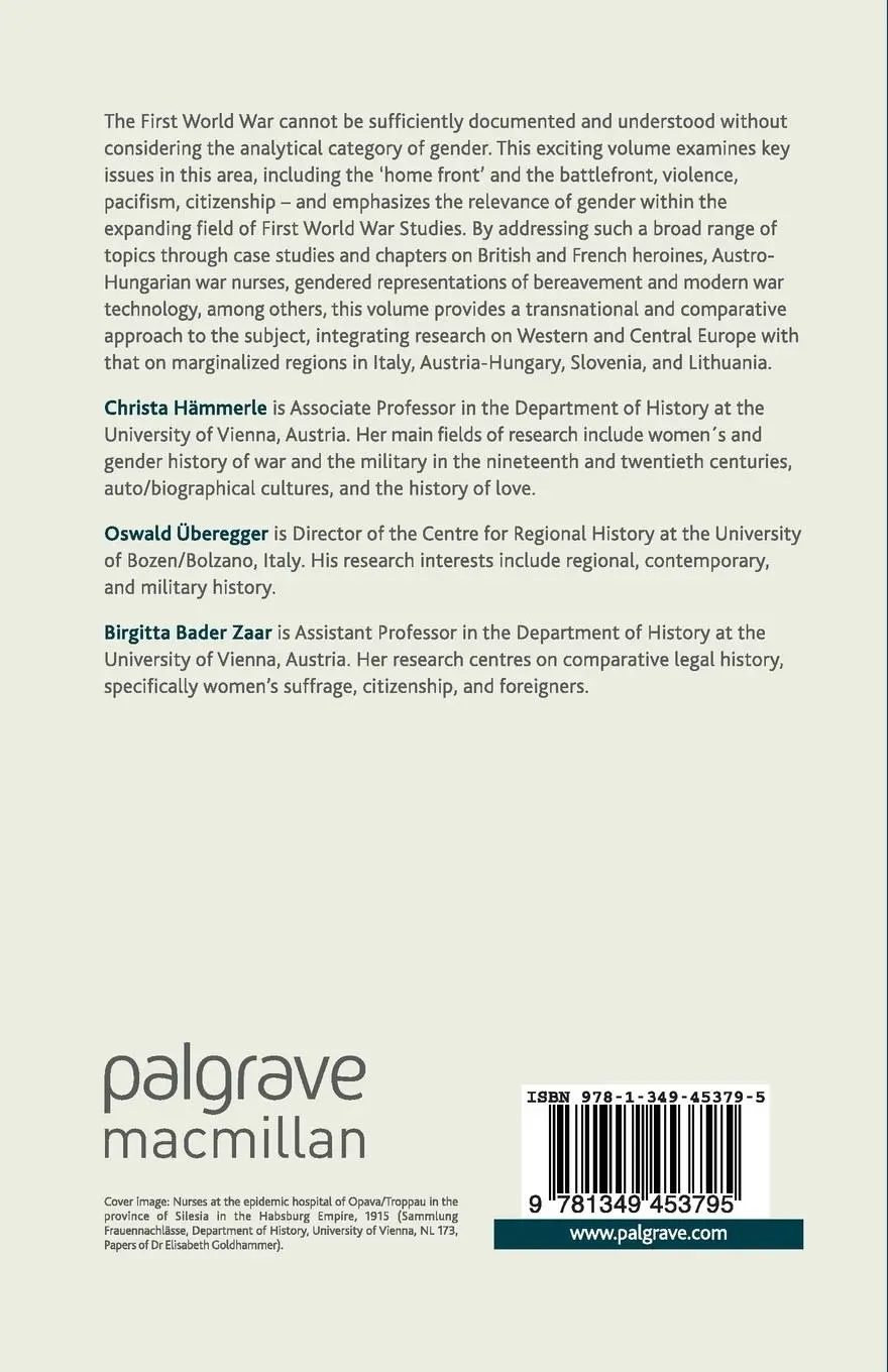 Rückseite: 9781349453795 | Gender and the First World War | B. Bader-Zaar (u. a.) | Taschenbuch