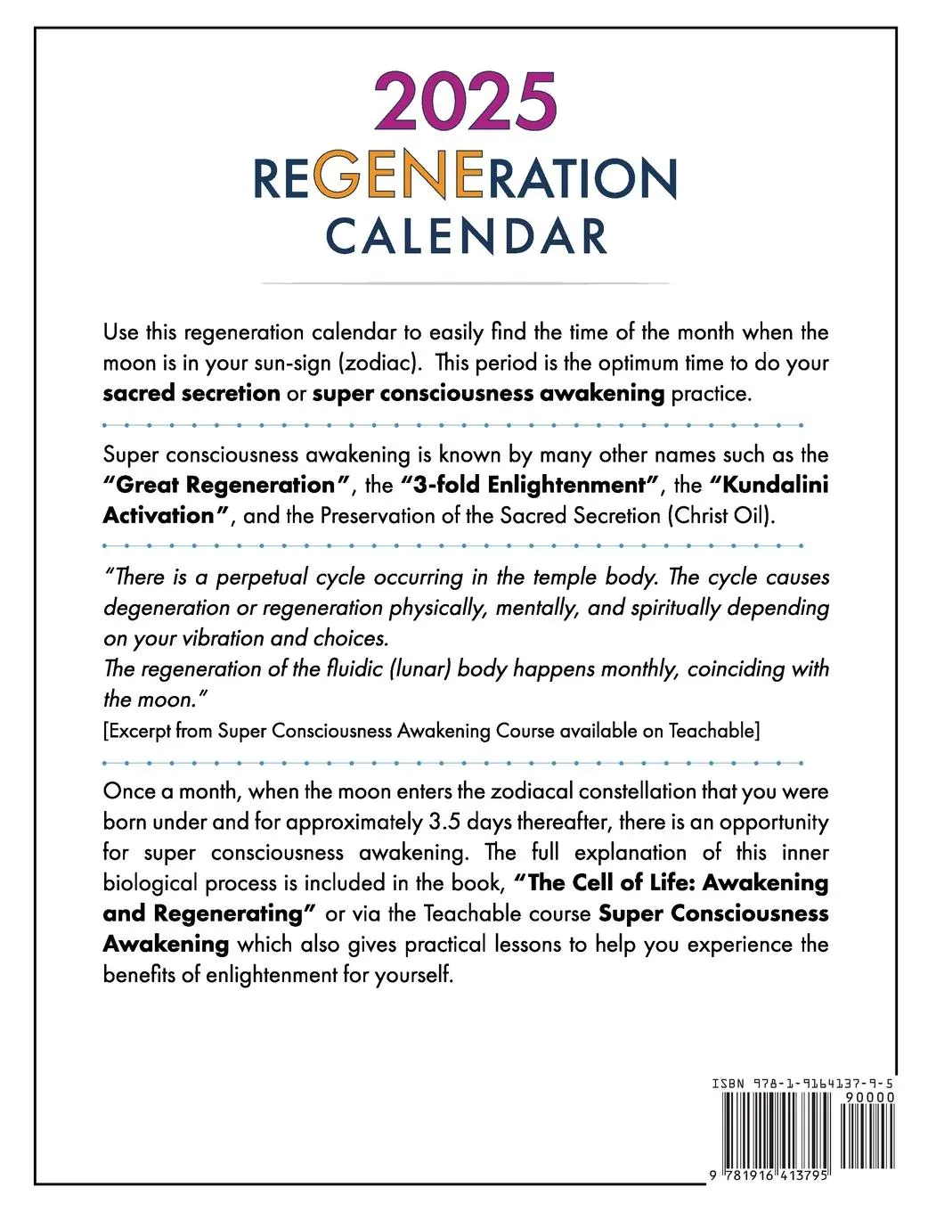Rückseite: 9781916413795 | ReGENEration Calendar | Kelly-Marie Kerr | Taschenbuch | Englisch