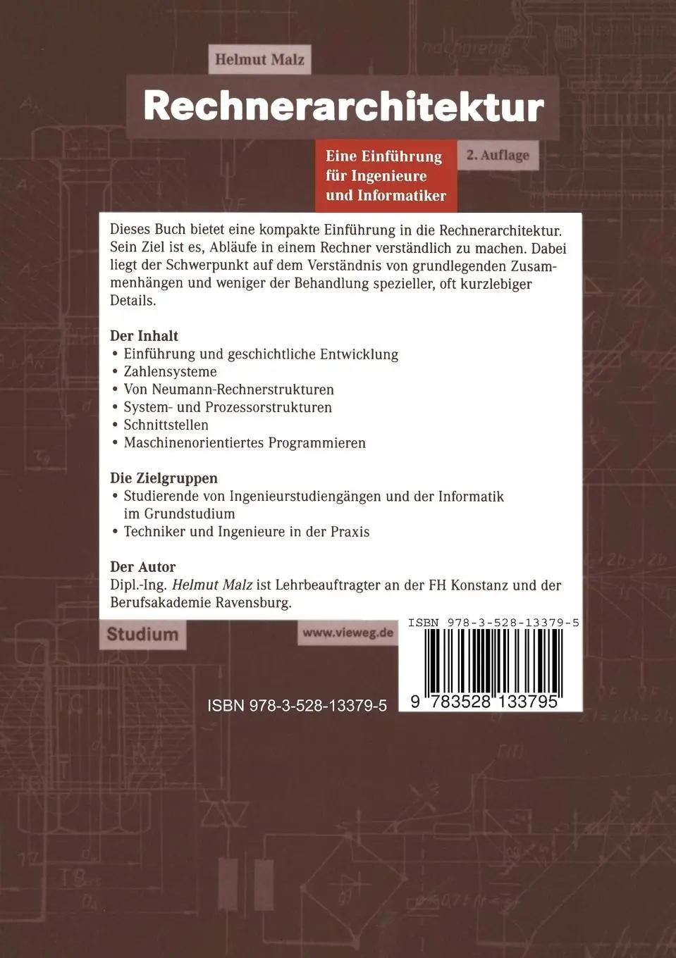 Rückseite: 9783528133795 | Rechnerarchitektur | Eine Einführung für Ingenieure und Informatiker
