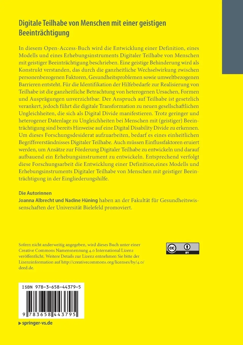Rückseite: 9783658443795 | Digitale Teilhabe von Menschen mit einer geistigen Beeinträchtigung