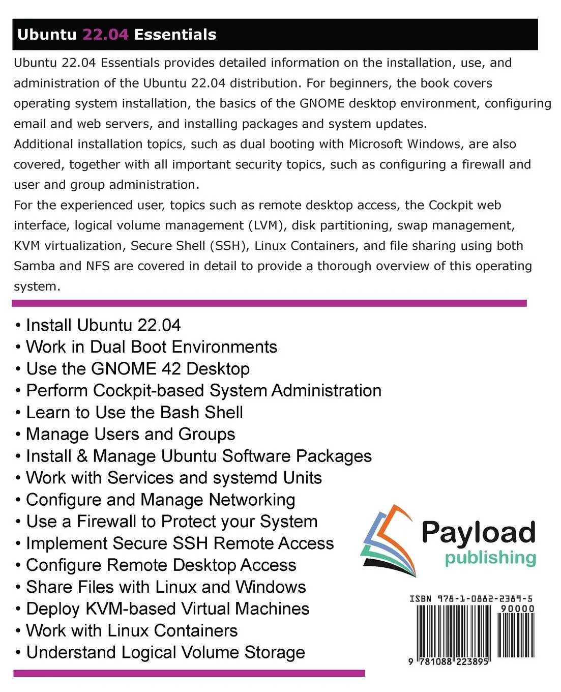 Rückseite: 9781088223895 | Ubuntu 22.04 Essentials | Neil Smyth | Taschenbuch | Englisch | 2023