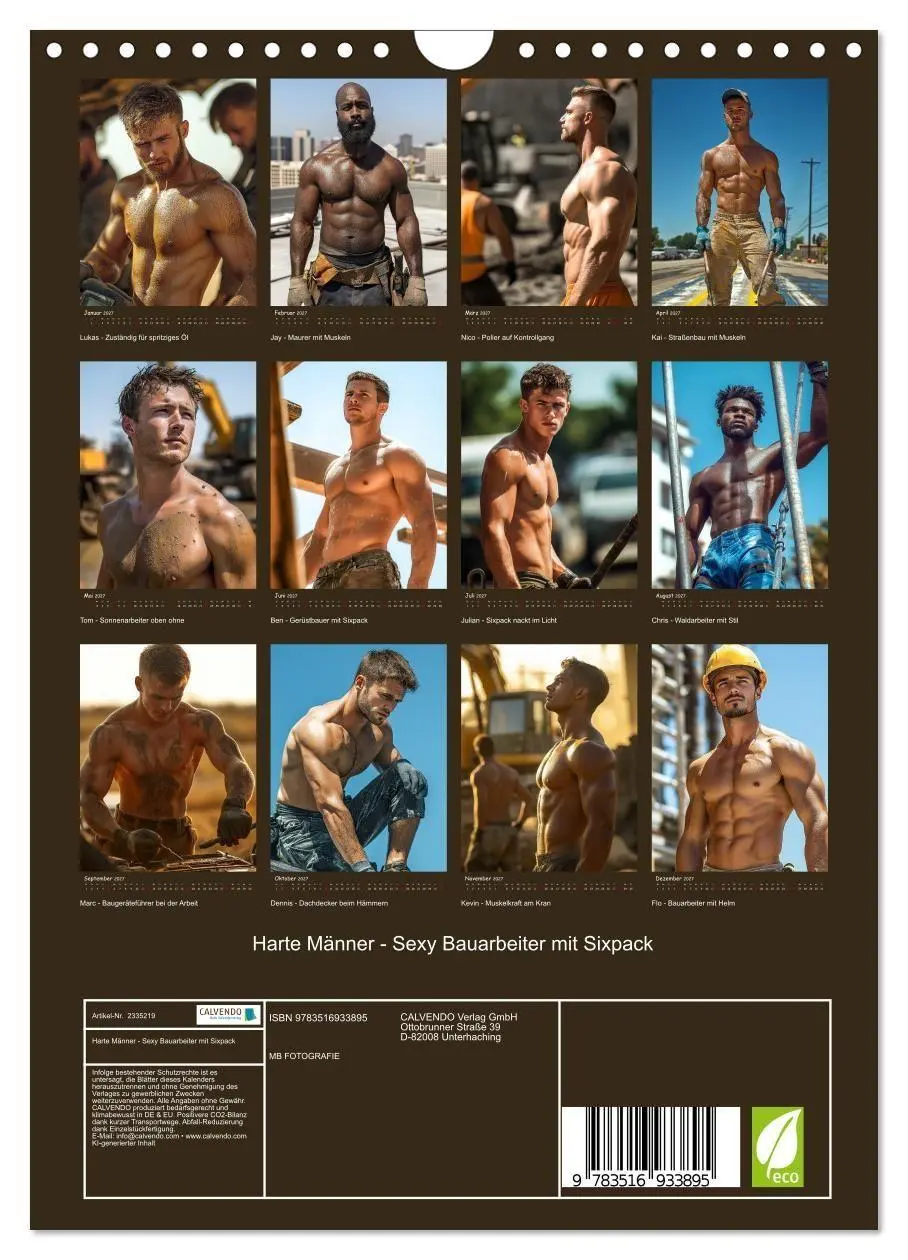 Bild: 9783516933895 | Harte Männer - Sexy Bauarbeiter mit Sixpack (Wandkalender 2027 DIN...