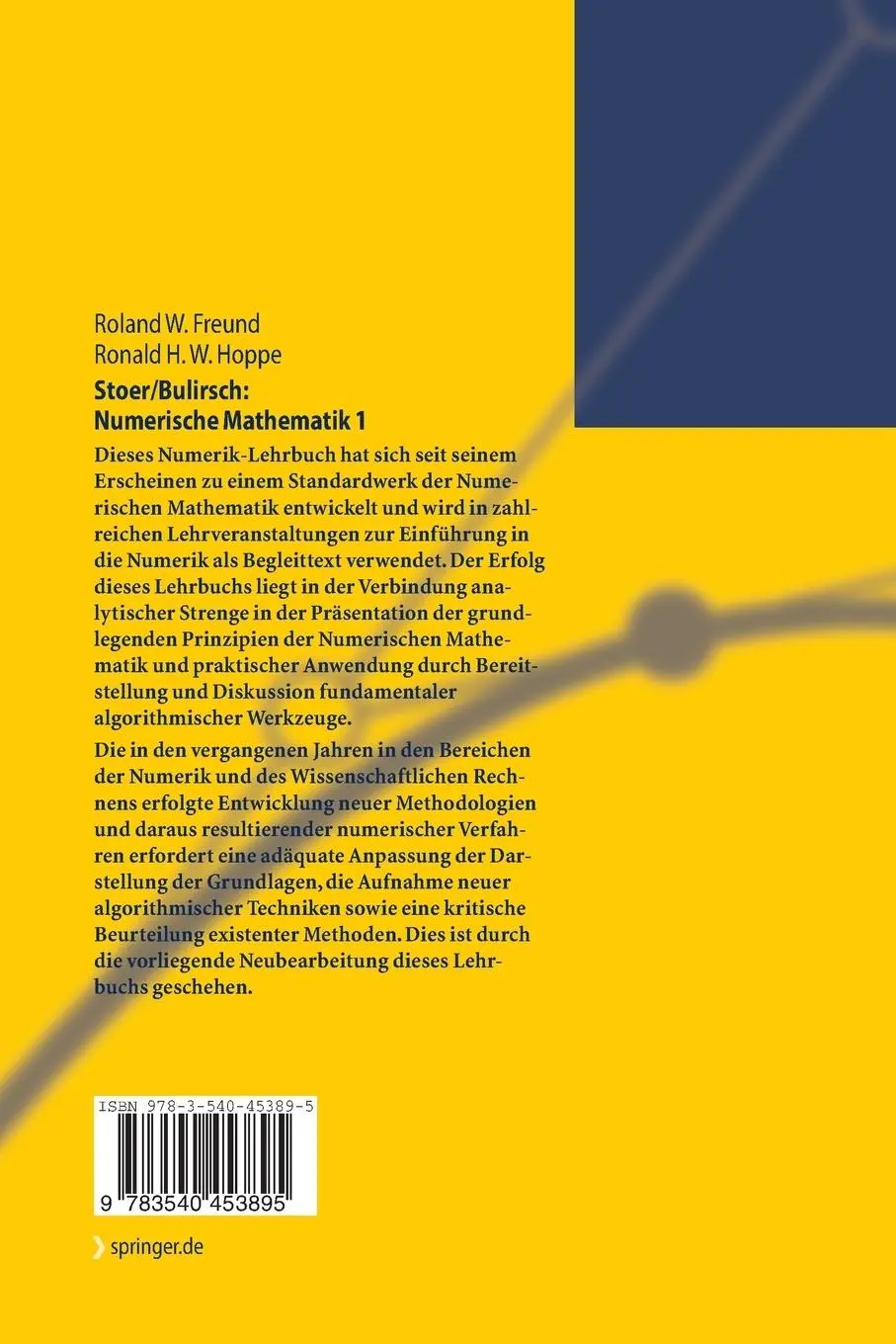Rückseite: 9783540453895 | Stoer/Bulirsch: Numerische Mathematik 1 | Ronald W. Hoppe (u. a.) | xi
