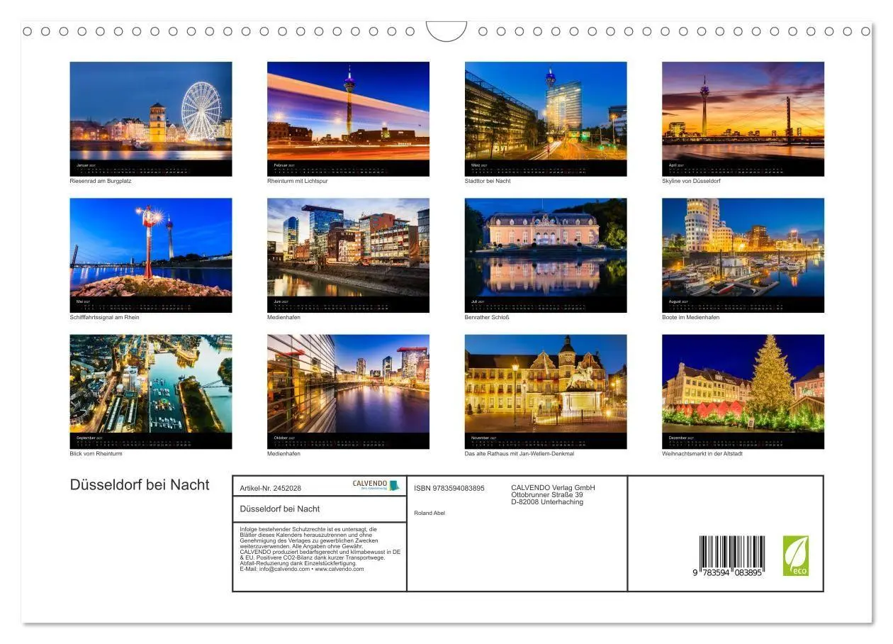 Bild: 9783594083895 | Düsseldorf bei Nacht (Wandkalender 2027 DIN A3 quer), CALVENDO...