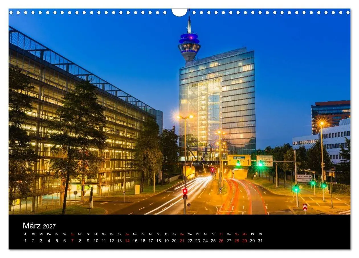 Bild: 9783594083895 | Düsseldorf bei Nacht (Wandkalender 2027 DIN A3 quer), CALVENDO...