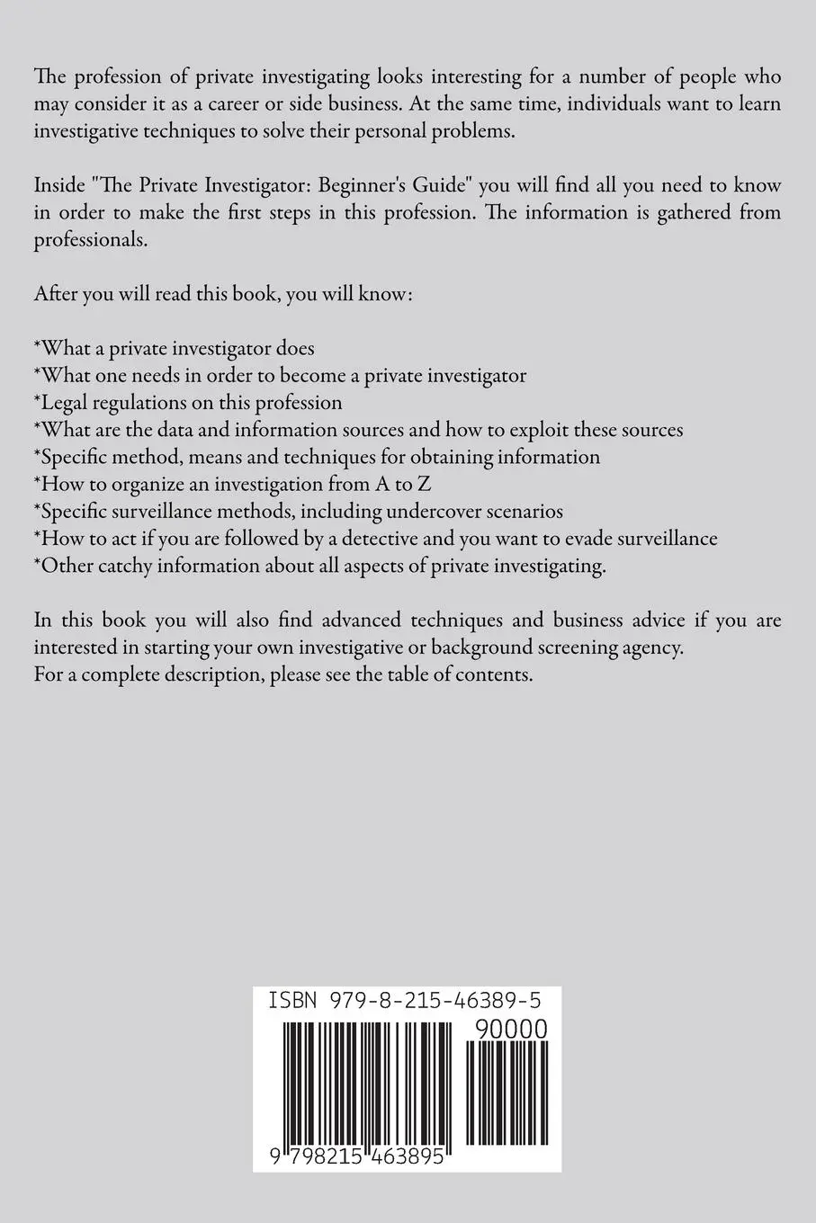 Rückseite: 9798215463895 | The Private Investigator | Beginner's Guide | Daniel B. Smith | Buch