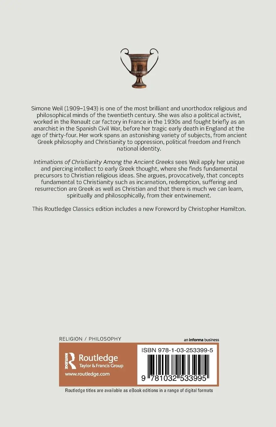 Rückseite: 9781032533995 | Intimations of Christianity Among the Ancient Greeks | Simone Weil