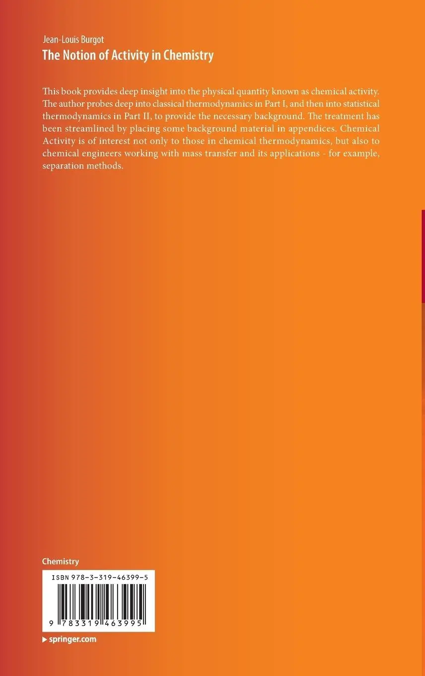 Rückseite: 9783319463995 | The Notion of Activity in Chemistry | Jean-Louis Burgot | Buch | xli