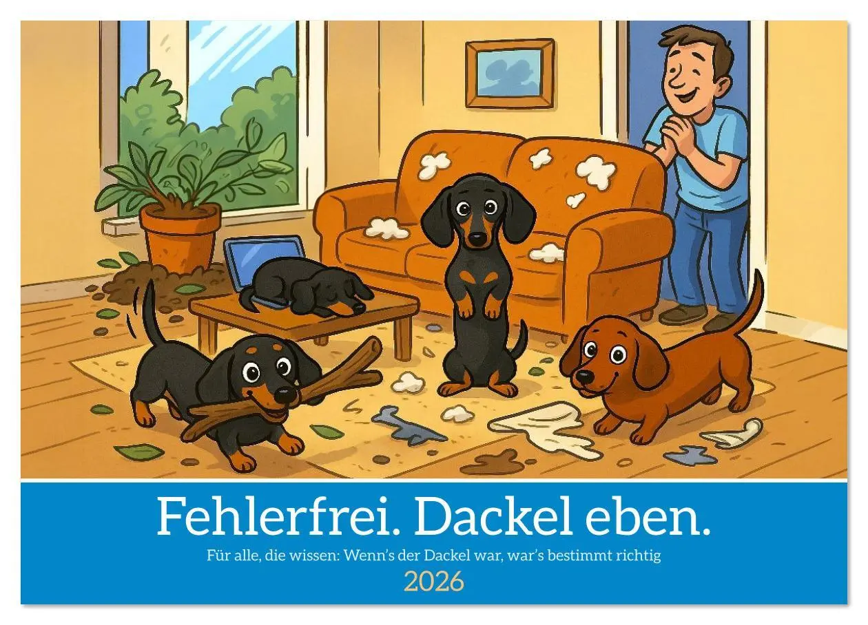 Cover: 9783516613995 | Fehlerfrei. Dackel eben. (Wandkalender 2026 DIN A3 quer), CALVENDO...