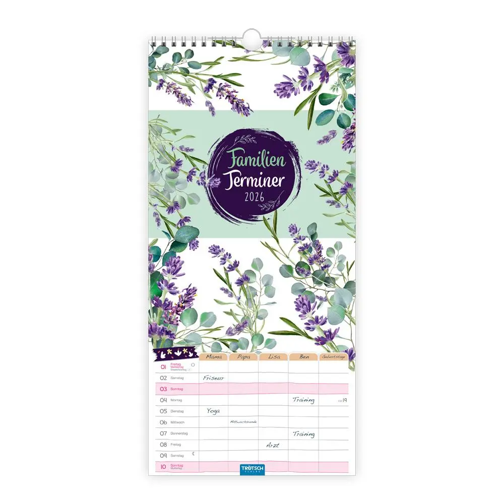 Cover: 9783988023995 | Trötsch Familienkalender Familienterminer Blumen 2026 | Wandkalender