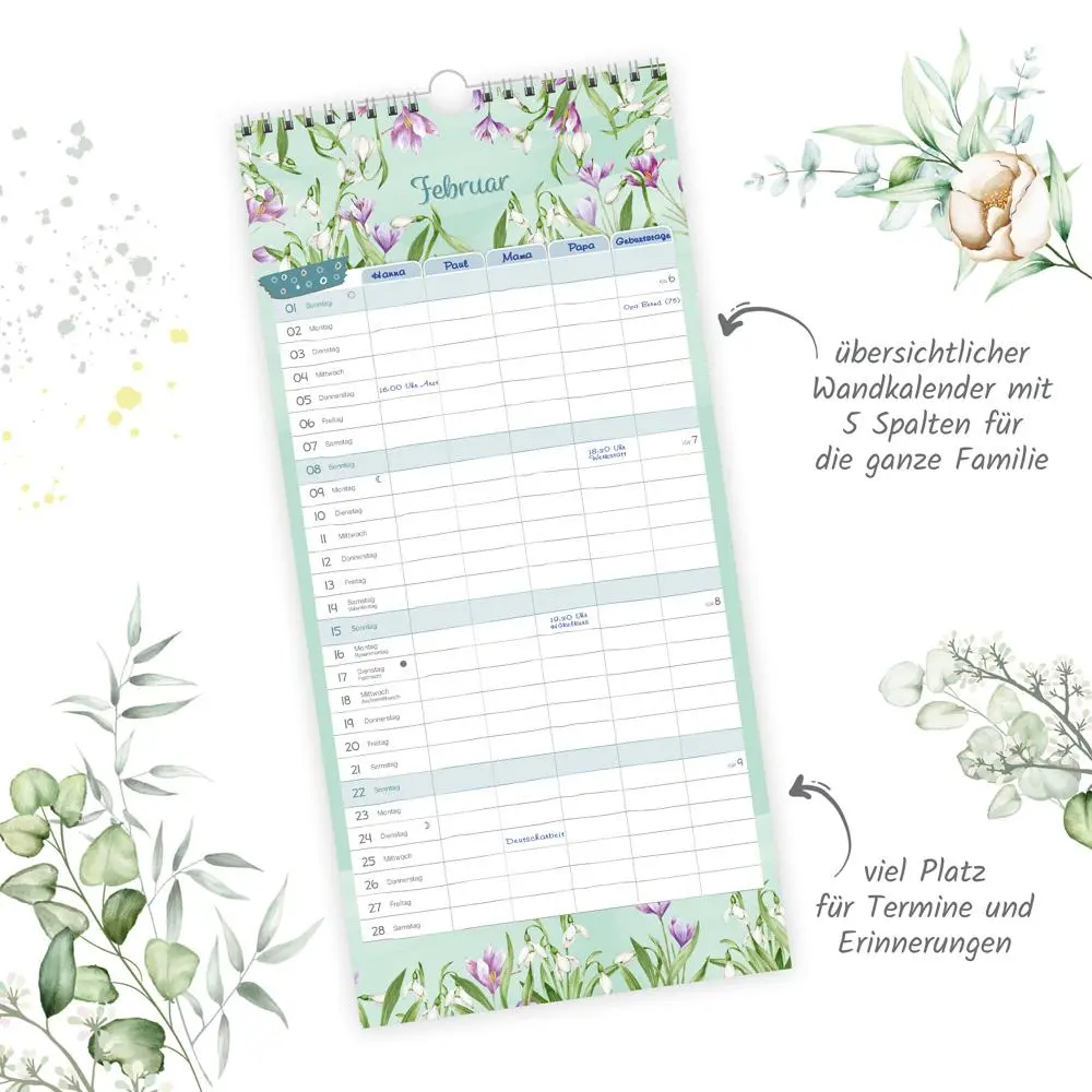 Bild: 9783988023995 | Trötsch Familienkalender Familienterminer Blumen 2026 | Wandkalender