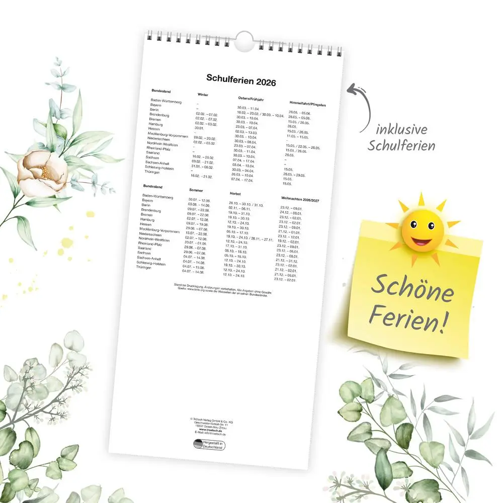 Bild: 9783988023995 | Trötsch Familienkalender Familienterminer Blumen 2026 | Wandkalender