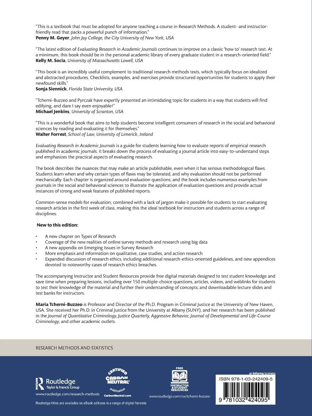 Rückseite: 9781032424095 | Evaluating Research in Academic Journals | Tcherni-Buzzeo (u. a.)