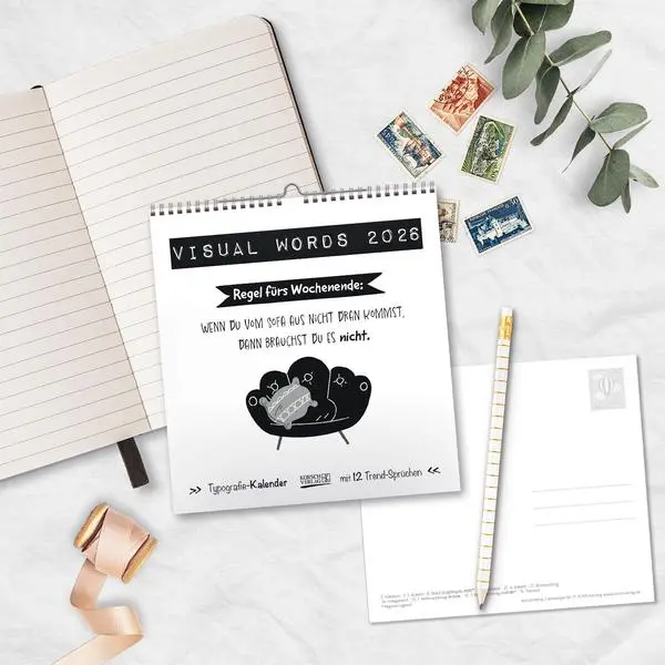 Bild: 9783731884095 | Visual Words Black 2026 | Verlag Korsch | Kalender | Spiralbindung