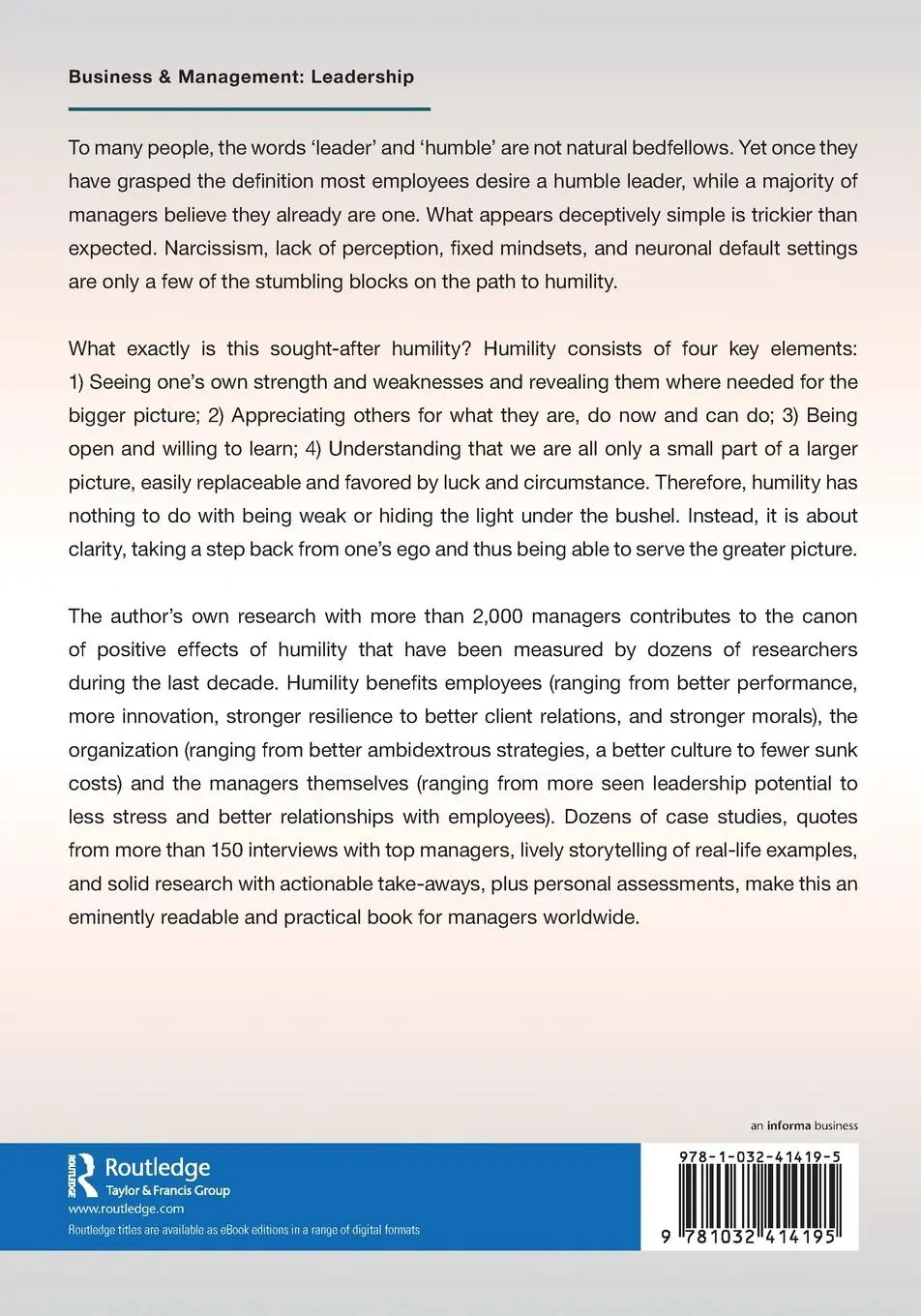 Rückseite: 9781032414195 | The Power of Humility in Leadership | Influencing as a Role Model