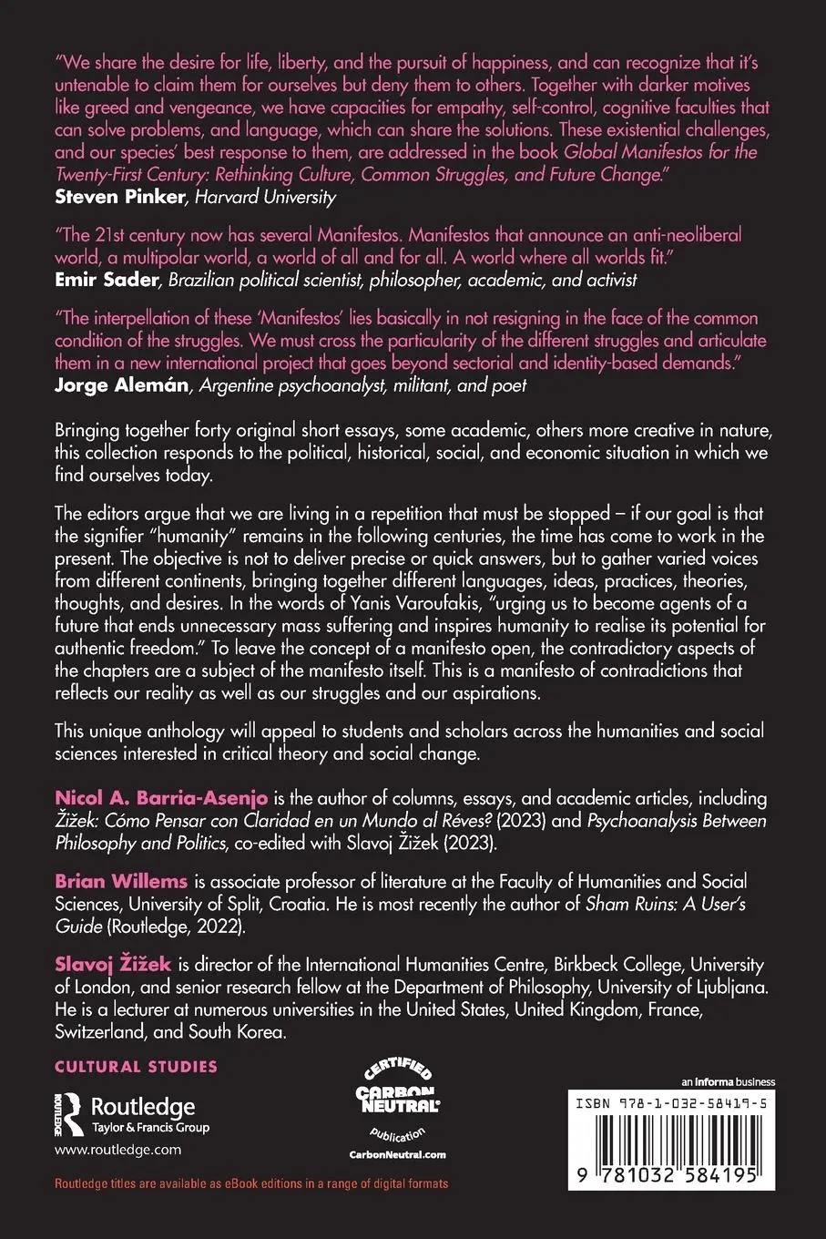 Rückseite: 9781032584195 | Global Manifestos for the Twenty-First Century | Barria-Asenjo (u. a.)