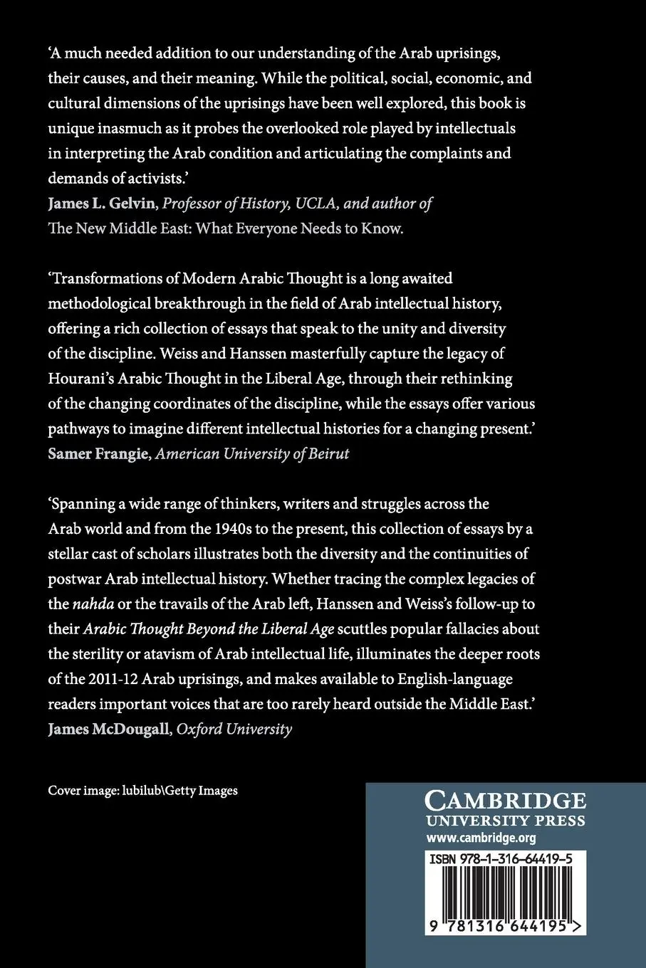 Rückseite: 9781316644195 | Arabic Thought against the Authoritarian Age | Jens Hanssen (u. a.)