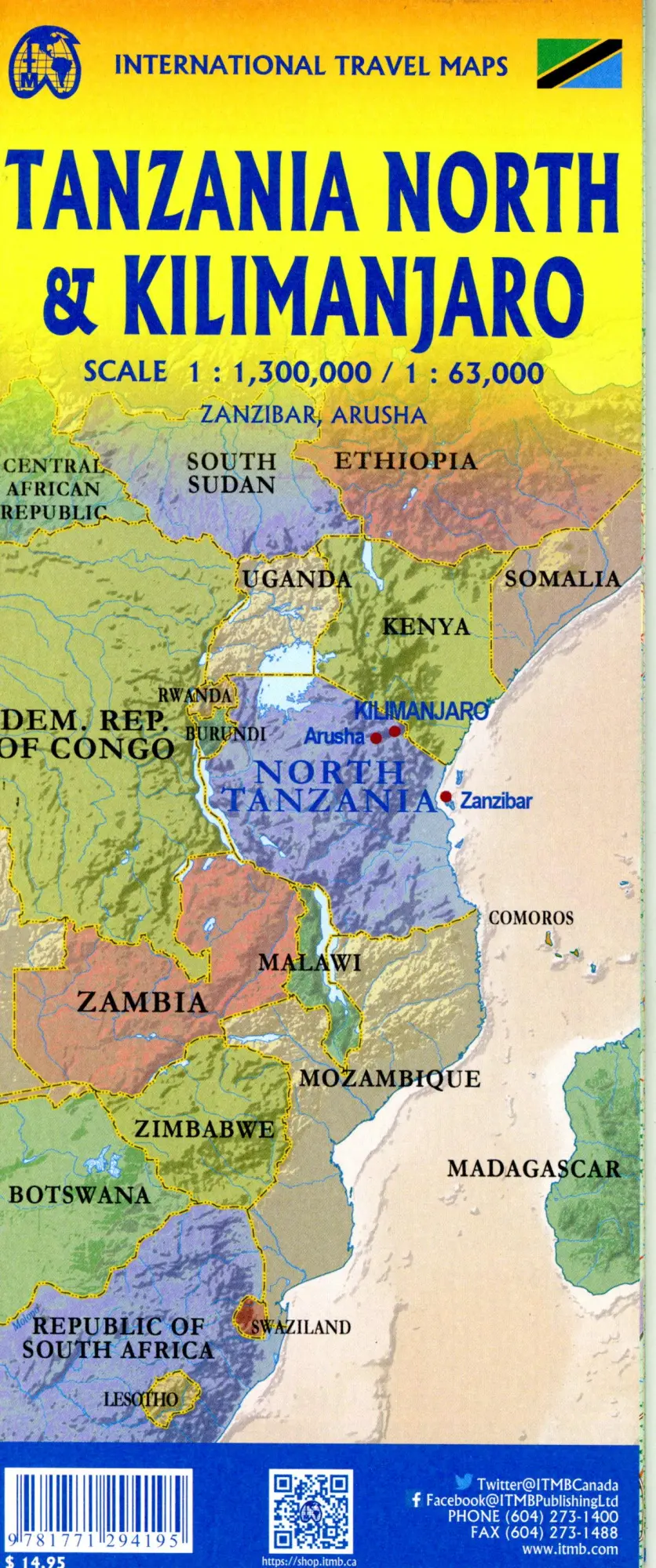 Bild: 9781771294195 | Tanzania-North &amp; Kilimanjaro | 1:63000 | (Land-)Karte | Englisch