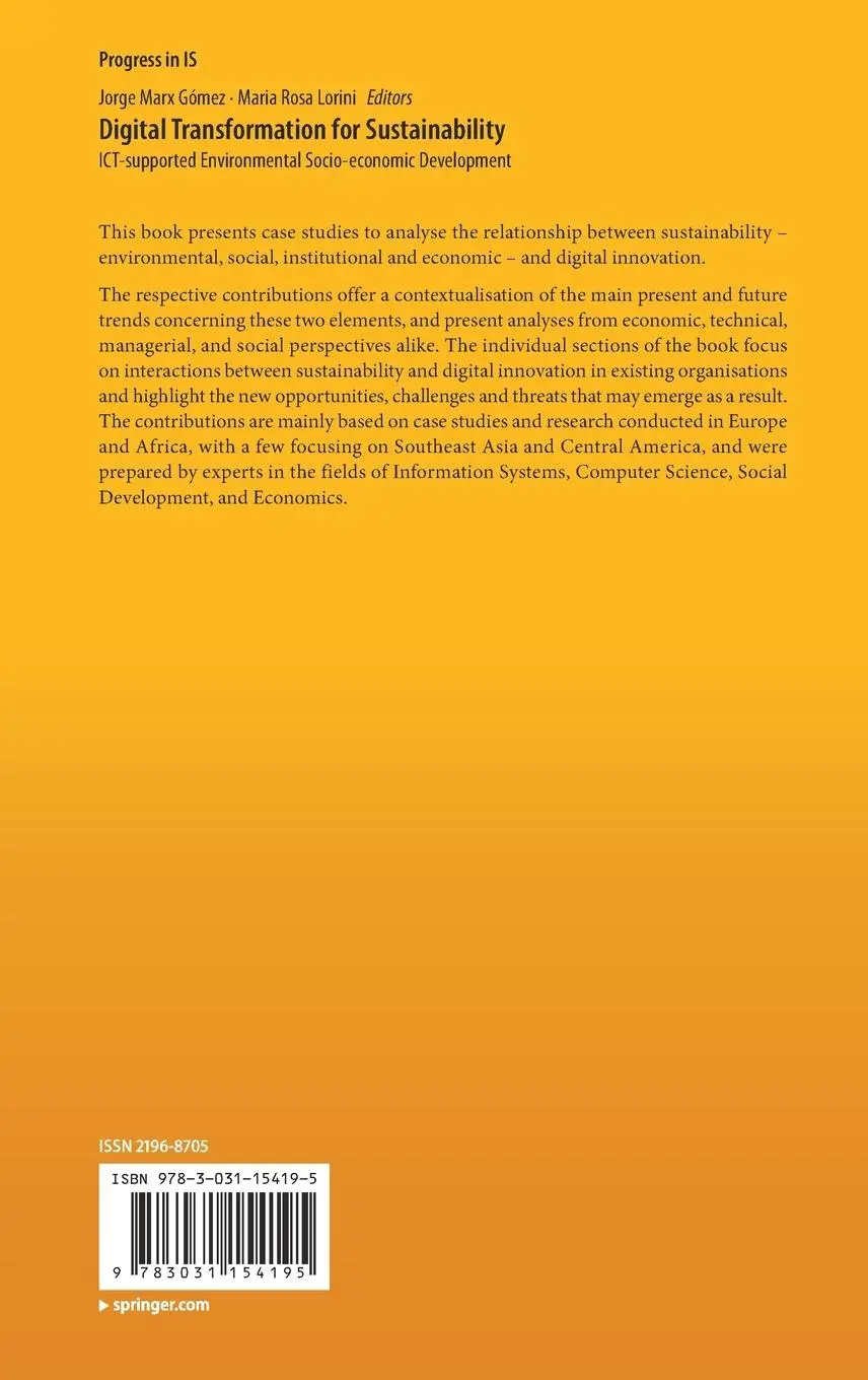 Rückseite: 9783031154195 | Digital Transformation for Sustainability | Maria Rosa Lorini (u. a.)