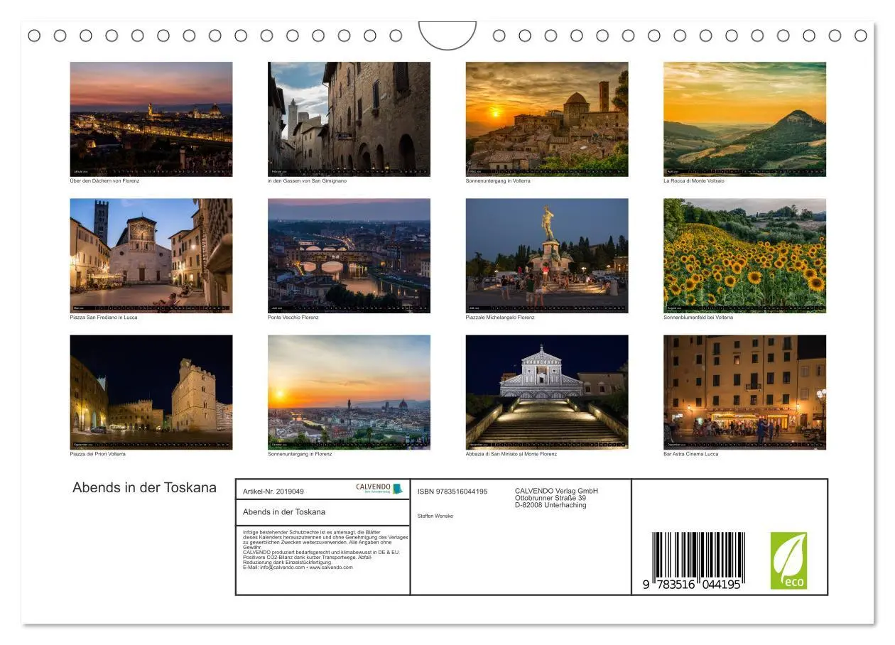 Bild: 9783516044195 | Abends in der Toskana (Wandkalender 2026 DIN A4 quer), CALVENDO...