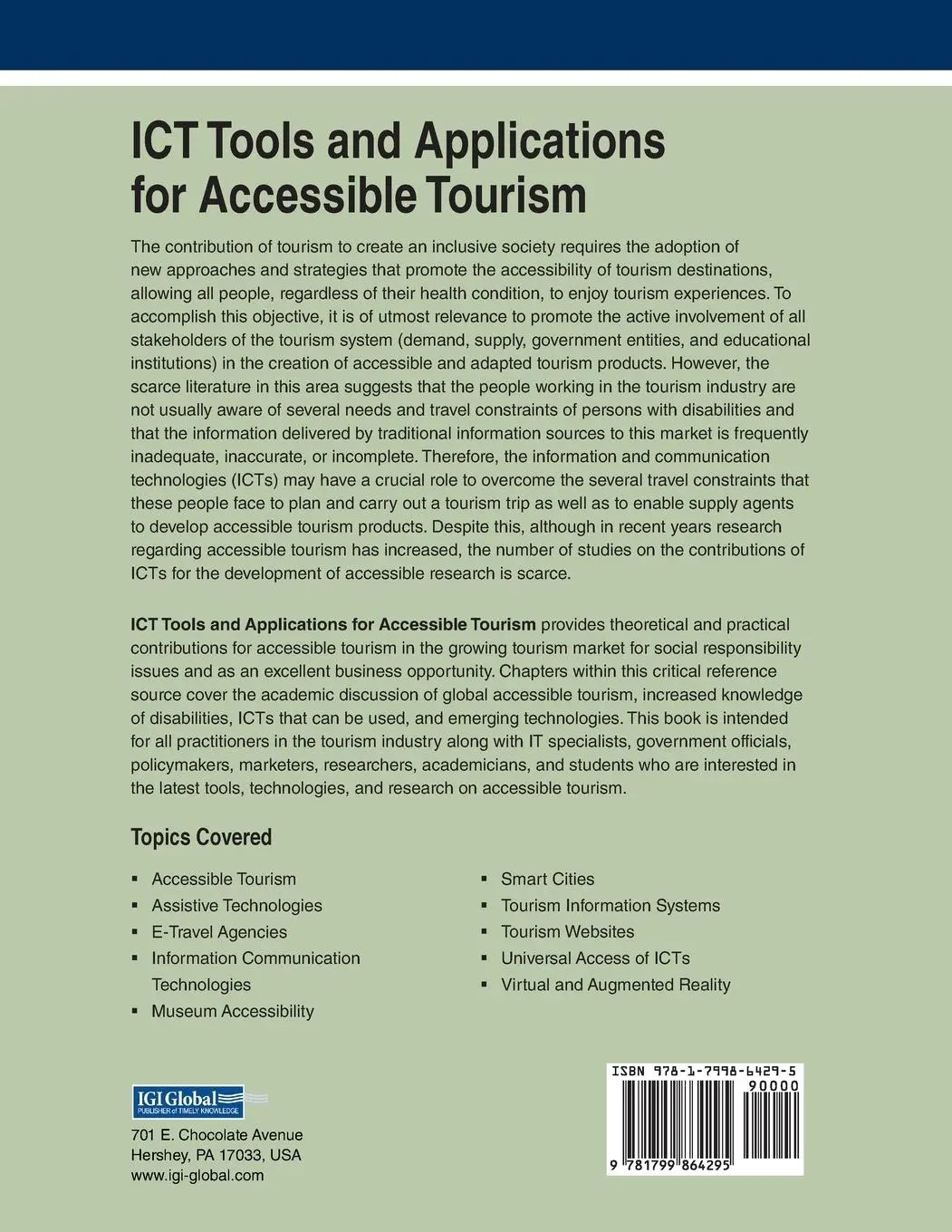Rückseite: 9781799864295 | ICT Tools and Applications for Accessible Tourism | Eusébio (u. a.)