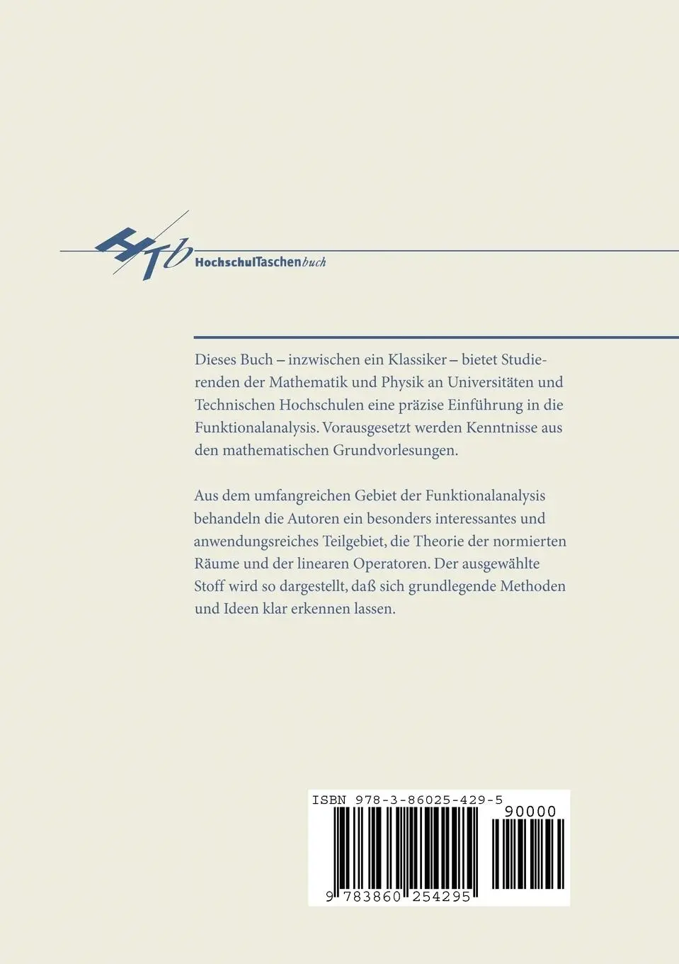Rückseite: 9783860254295 | Einführung in die Funktionalanalysis | Winfried Scharlau (u. a.)